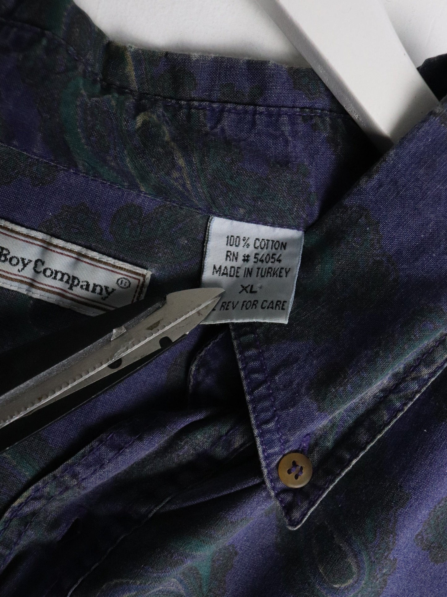 Vintage Bugle Boy Shirt Mens XL Purple Paisley Button Up from propervintagecanada