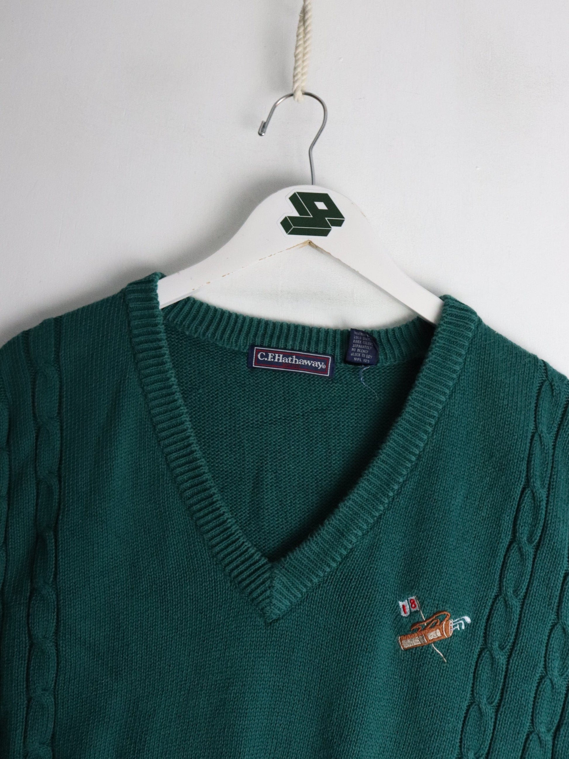 Vintage C.F. Hathaway Sweater Mens XL Green Knit Vest Golf