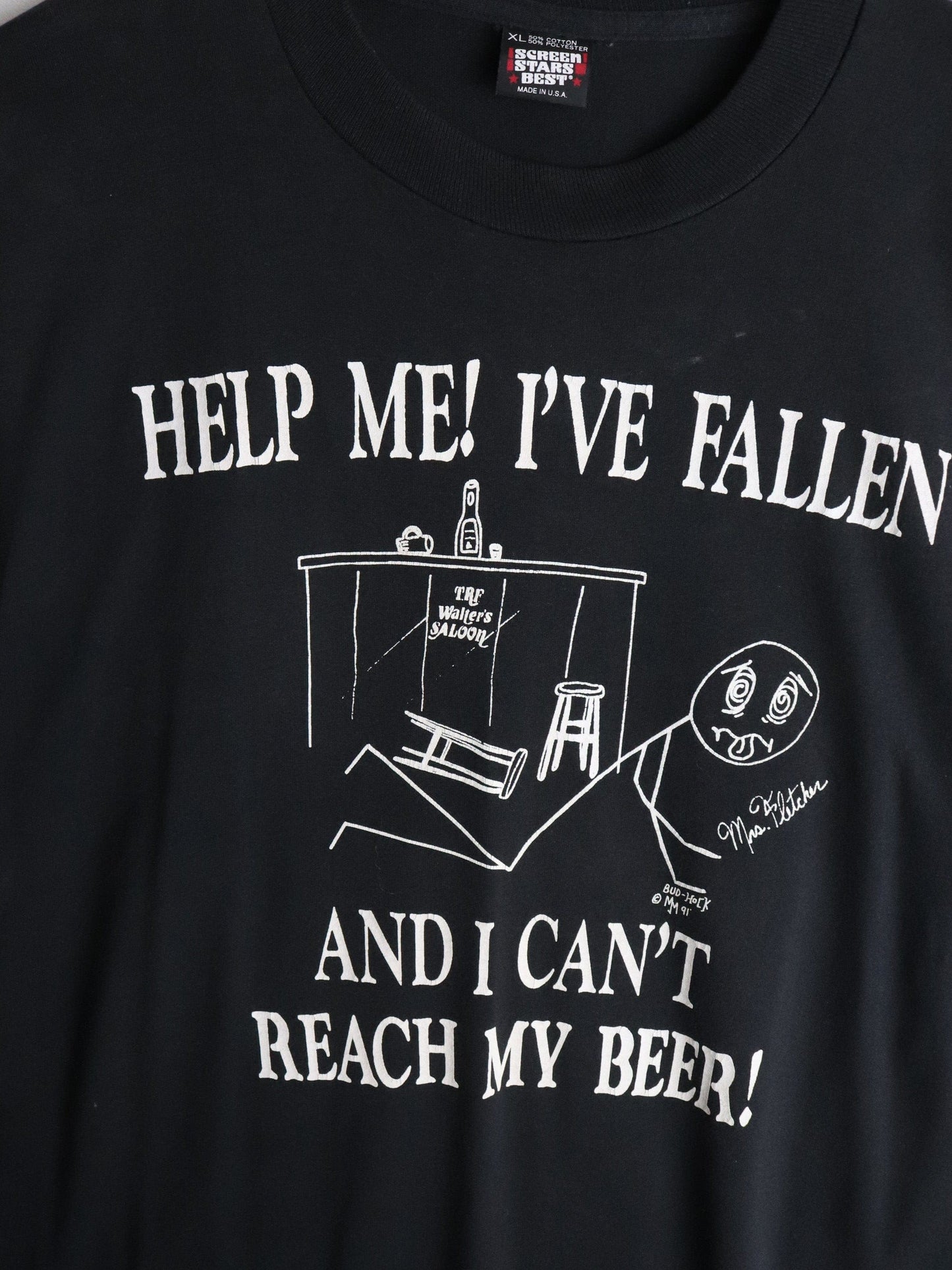 Vintage Can't Reach My Beer T Shirt Mens XL Black