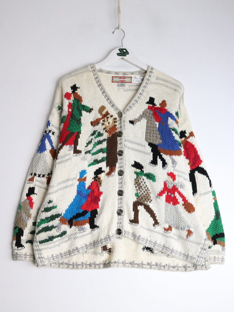 Vintage Cardigan Bay Sweater Womens 1X White Hand Knit from propervintagecanada