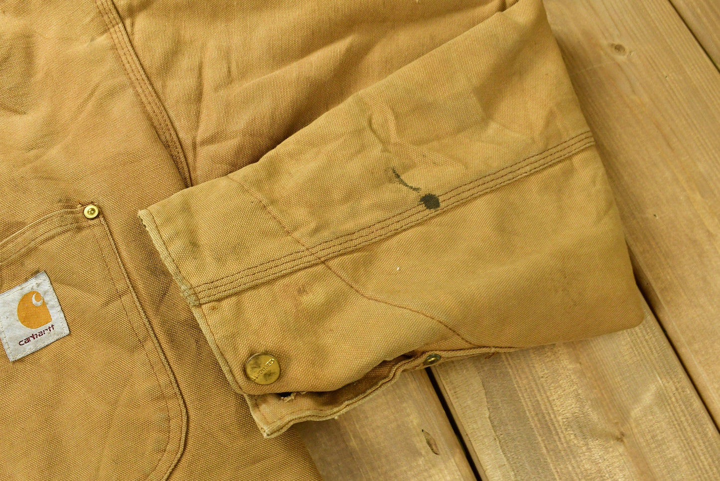 Vintage Carhartt Chore Coat Blanket Lined 1980s With Hood / Vintage Workwear / Streetwear / Made In USA / 90s / Distressed Carhartt from propervintagecanada