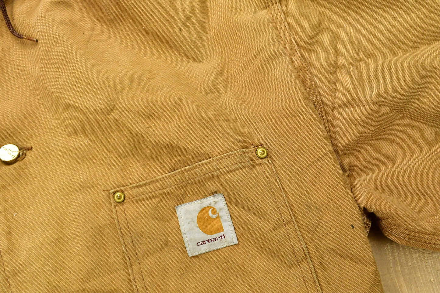 Vintage Carhartt Chore Coat Blanket Lined 1980s With Hood / Vintage Workwear / Streetwear / Made In USA / 90s / Distressed Carhartt from propervintagecanada