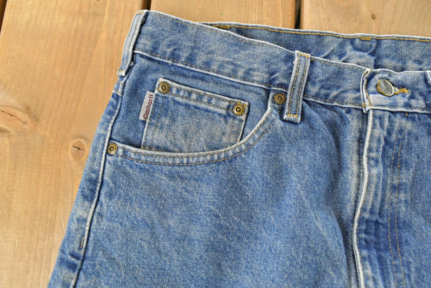 Vintage Carhartt Denim Carpenter Jeans, Men's 33x34, Distressed Y2K from propervintagecanada