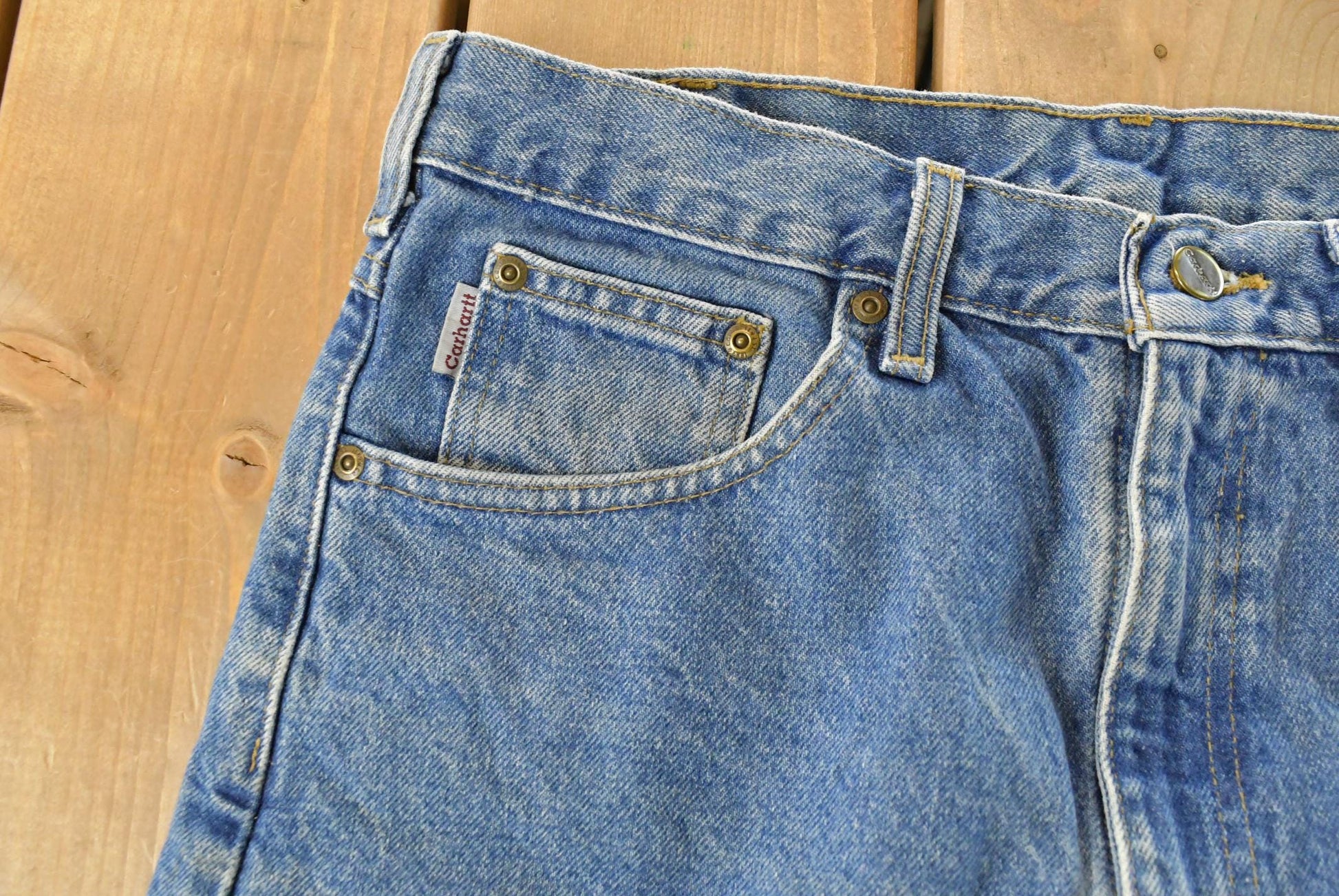 Vintage Carhartt Denim Carpenter Jeans, Men's 33x34, Distressed Y2K from propervintagecanada