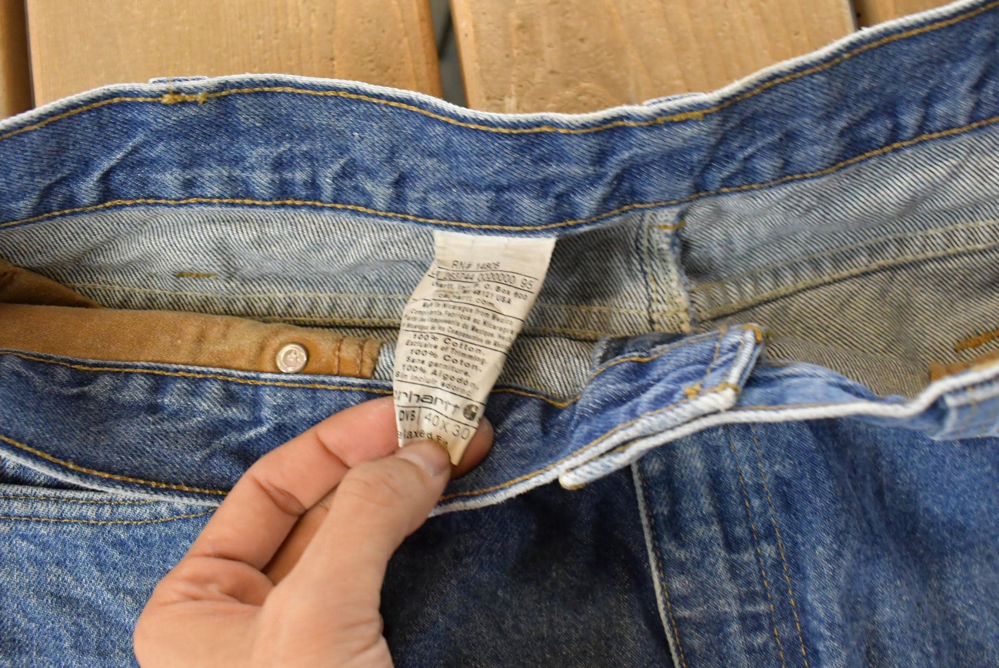 Vintage Carhartt Denim Carpenter Jeans, Men's 38x29, Distressed Y2K from propervintagecanada