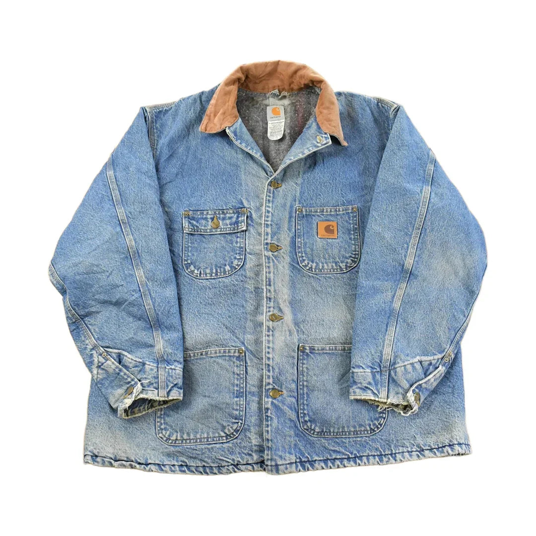 Vintage Carhartt Denim Chore Jacket Blanket Lined Jacket Men's 2XL from propervintagecanada