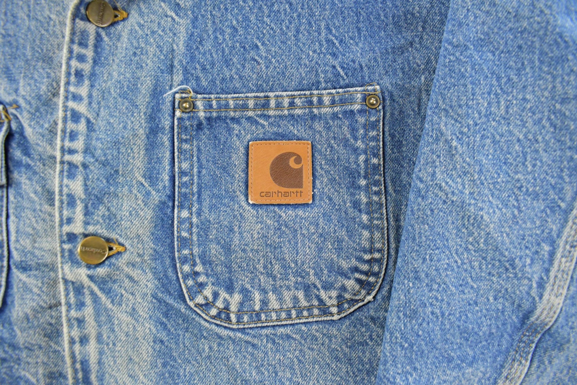 Vintage Carhartt Denim Chore Jacket Blanket Lined Jacket Men's 2XL from propervintagecanada