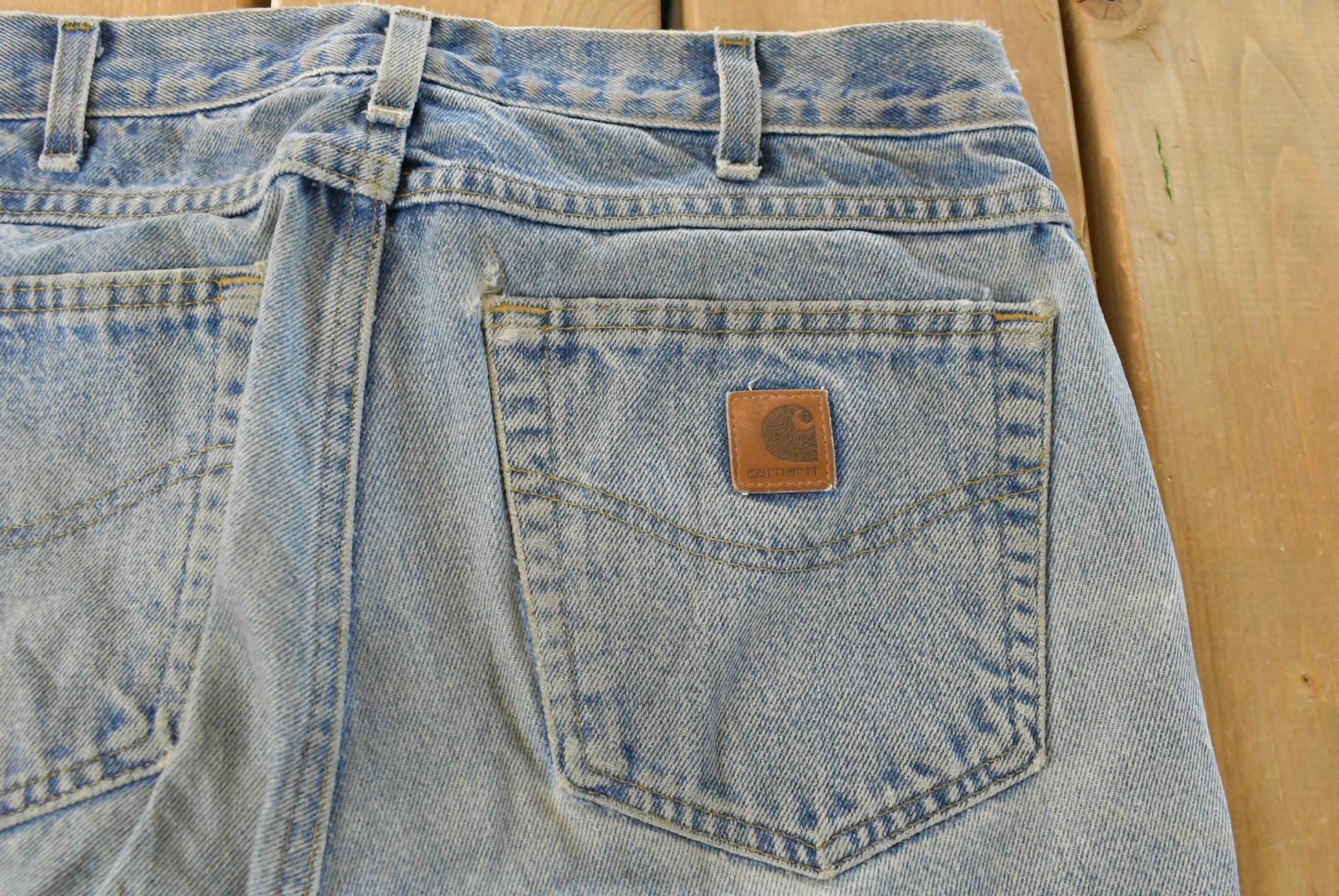 Vintage Carhartt Denim Jeans Men's 32x29, Distressed Carpenter Pants from propervintagecanada