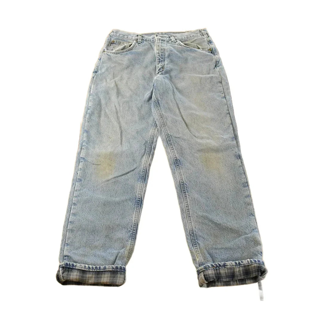 Vintage Carhartt Flannel Lined Denim Jeans, Men's 33x33, Distressed Workwear from propervintagecanada
