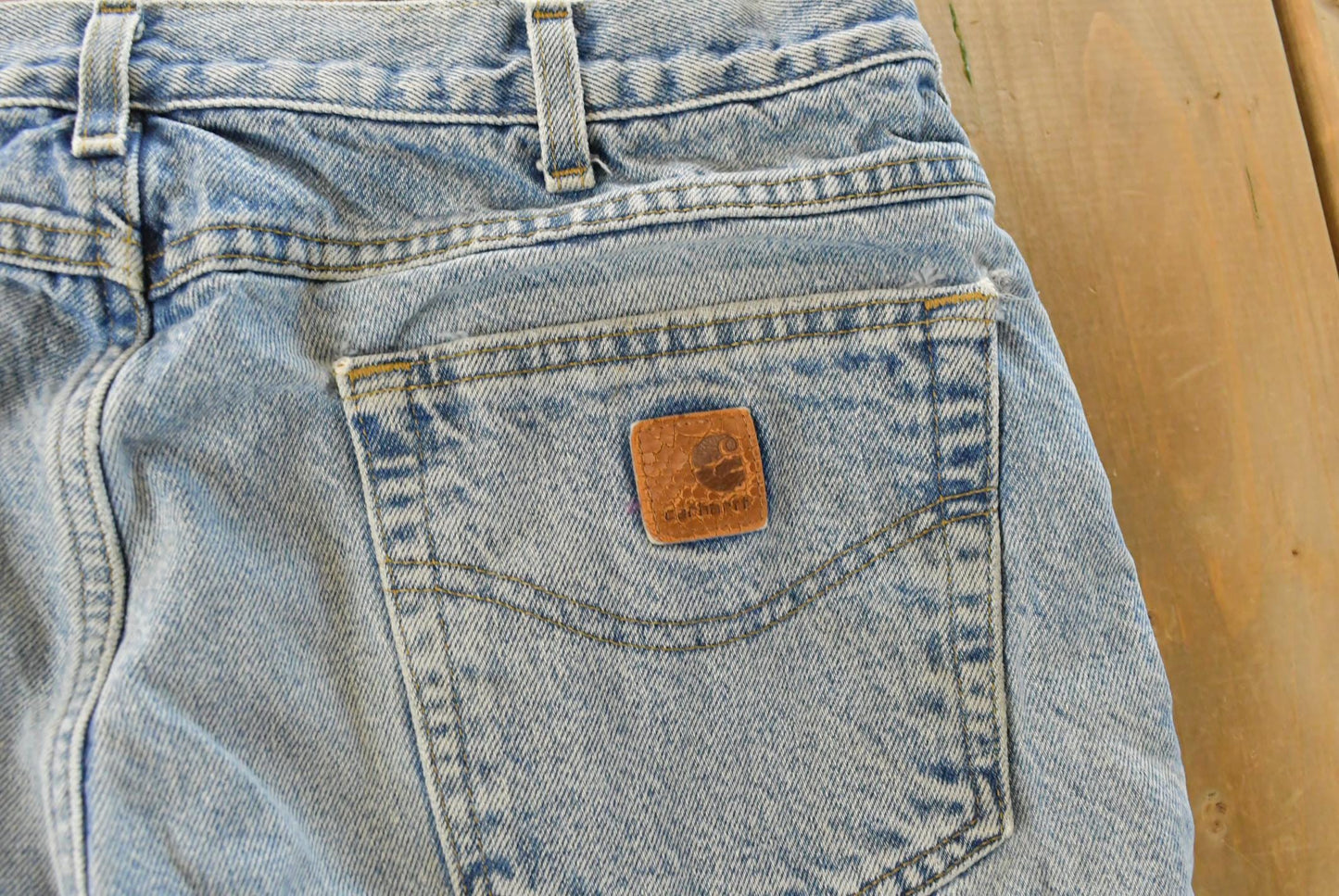 Vintage Carhartt Flannel Lined Denim Jeans, Men's 33x33, Distressed Workwear from propervintagecanada