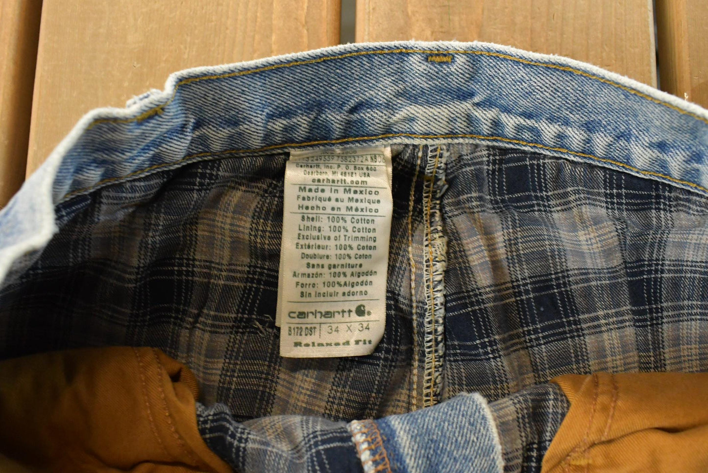 Vintage Carhartt Flannel Lined Denim Jeans, Men's 33x33, Distressed Workwear from propervintagecanada