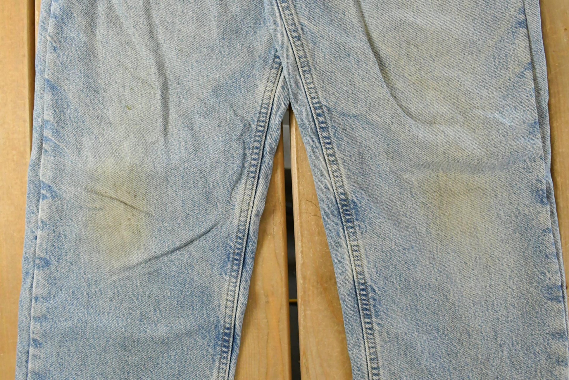 Vintage Carhartt Flannel Lined Denim Jeans, Men's 33x33, Distressed Workwear from propervintagecanada