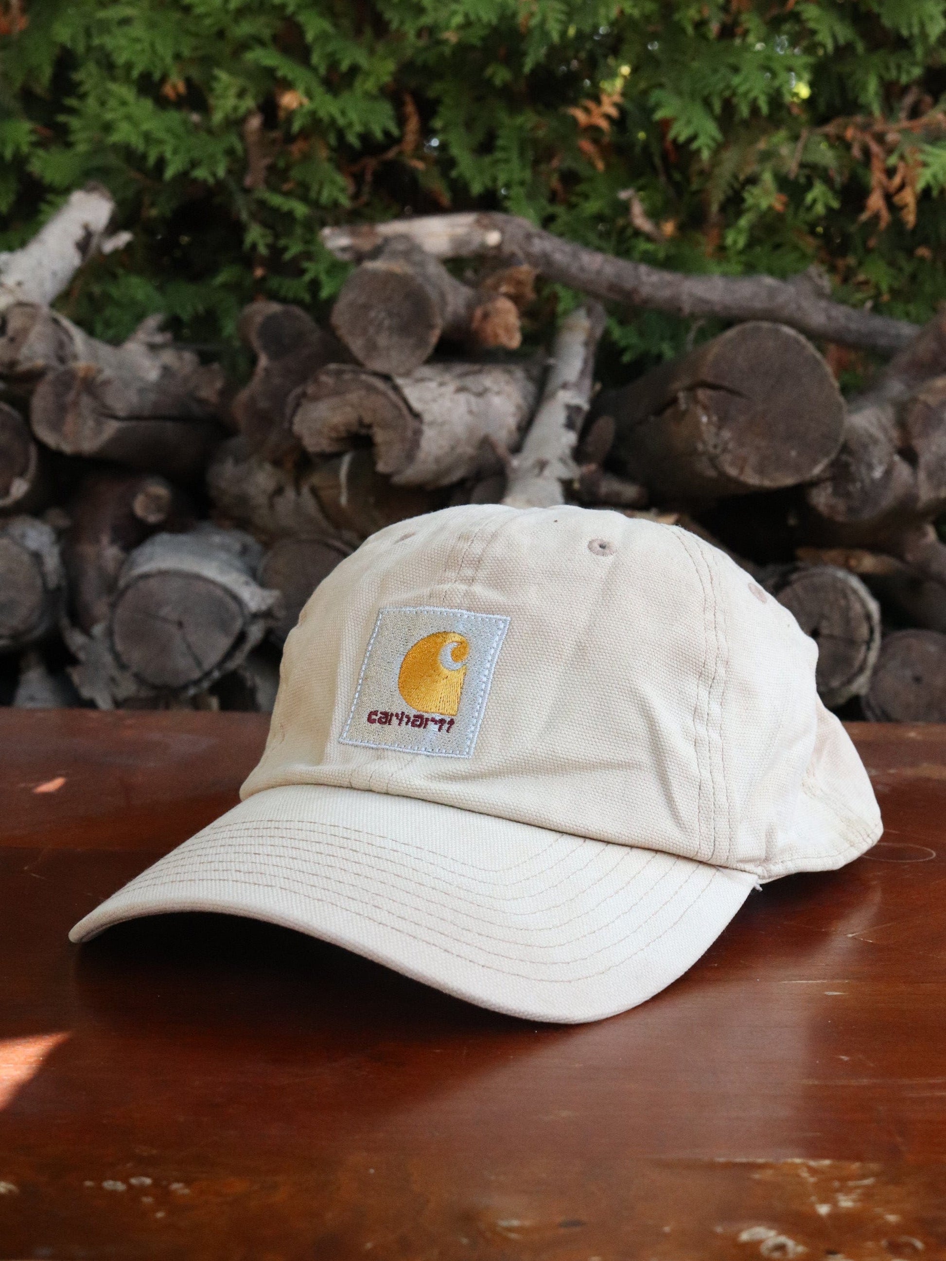 Vintage Carhartt Hat Adult M/L Beige Fitted from propervintagecanada