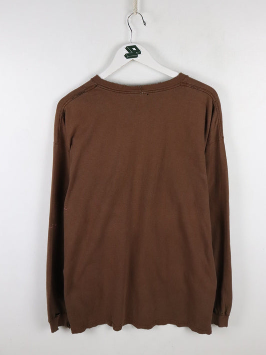 Vintage Carhartt T Shirt Mens XL Brown Distressed