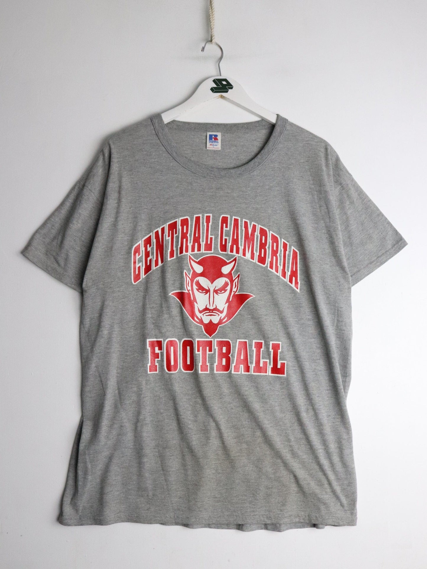 Vintage Central Cambria Football T Shirt Mens Large Grey Russell Athletic from propervintagecanada
