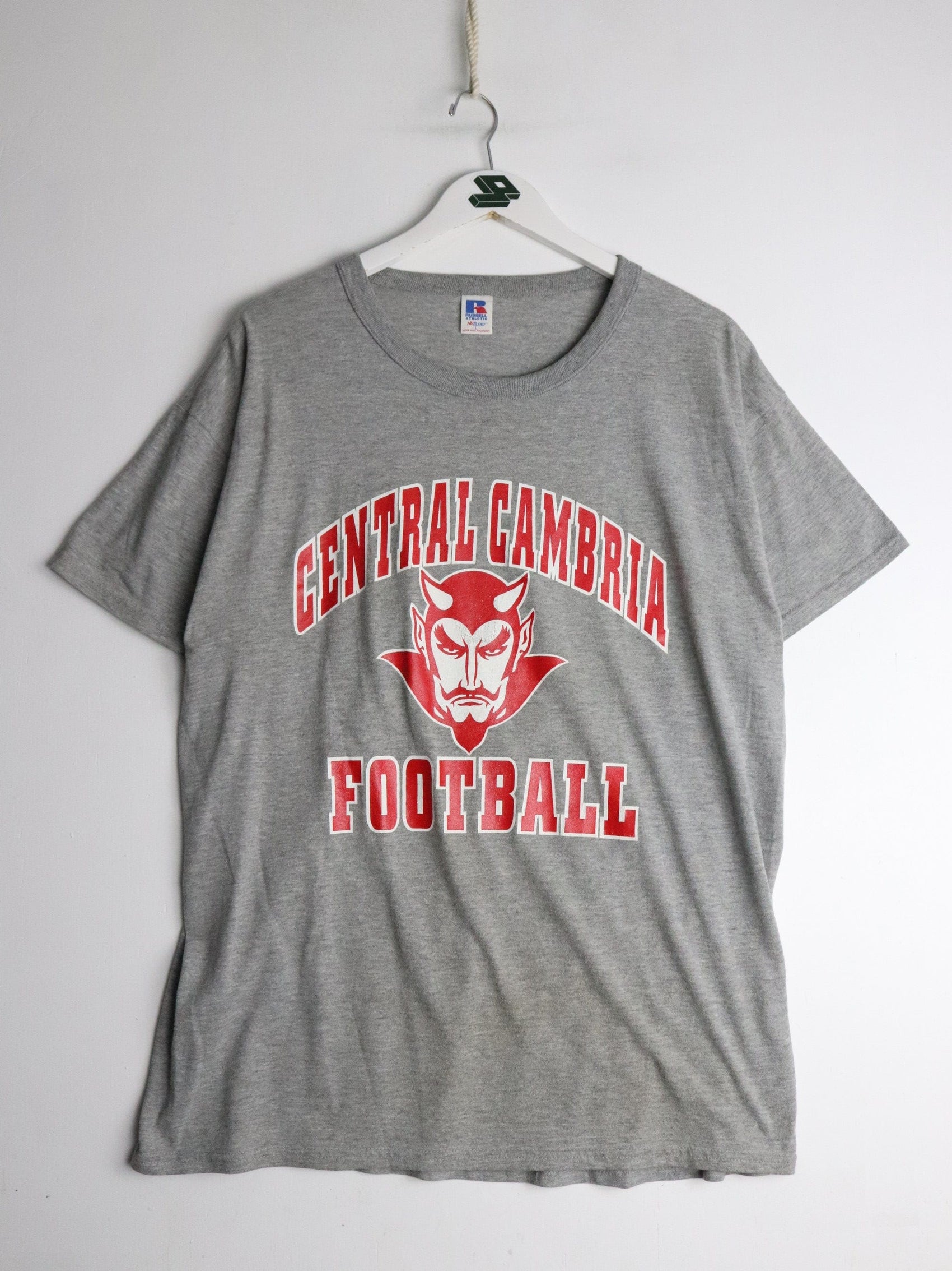 Vintage Central Cambria Football T Shirt Mens Large Grey Russell Athletic from propervintagecanada