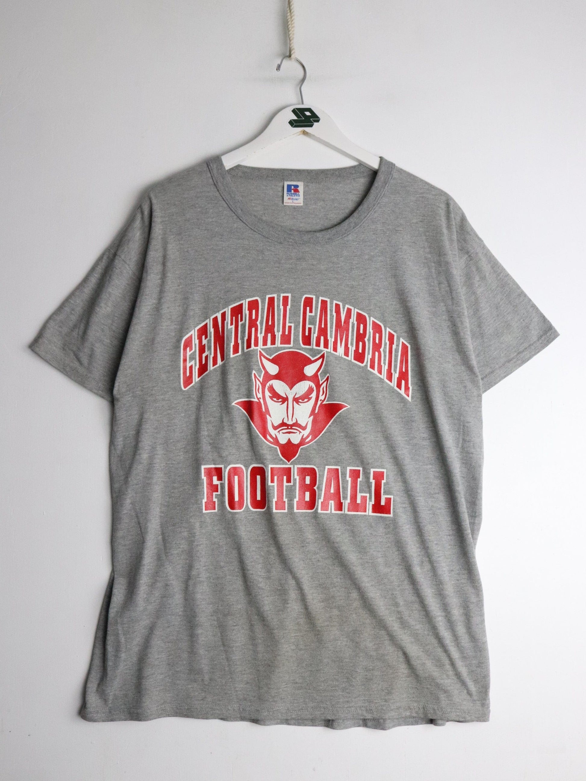 Vintage Central Cambria Football T Shirt Mens Large Grey Russell Athletic from propervintagecanada