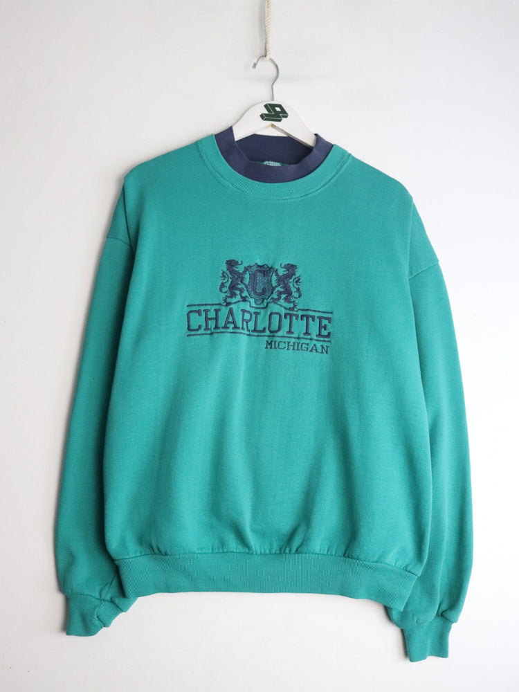 Vintage Charlotte Michigan Sweatshirt Mens Large Turquoise from propervintagecanada
