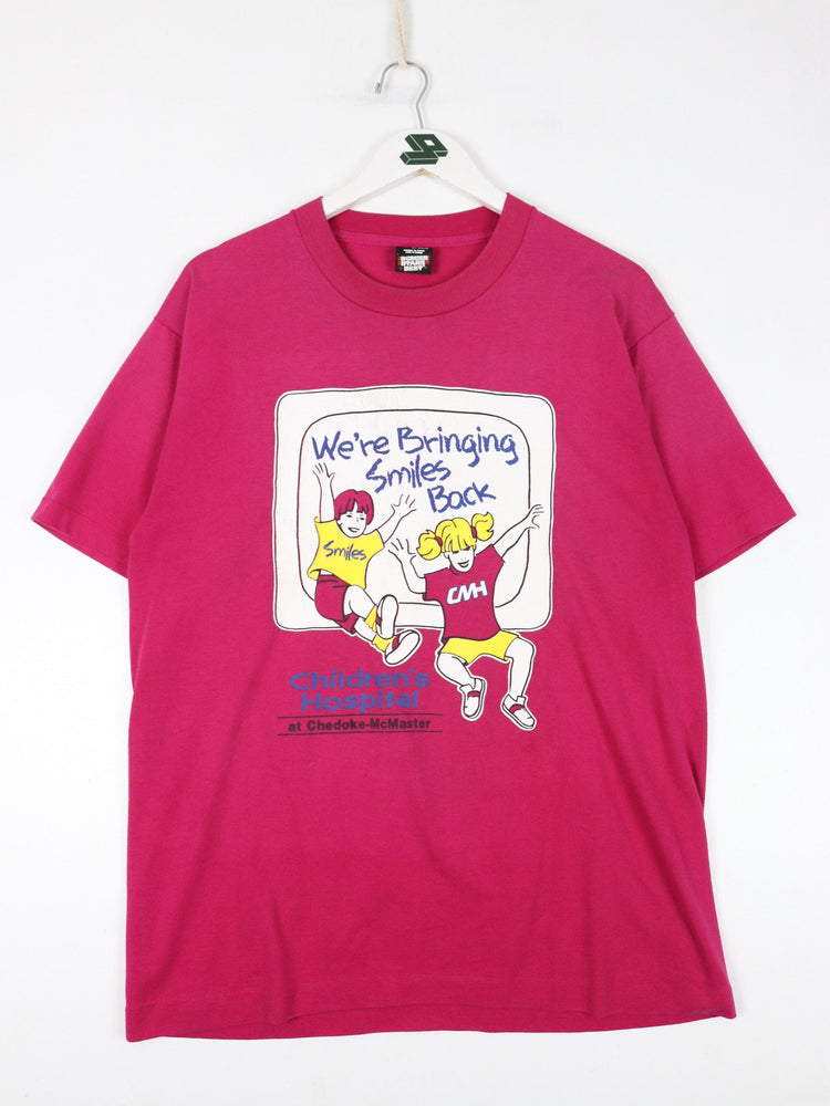 Vintage Children's Hospital T Shirt Mens Large Pink 90s from propervintagecanada