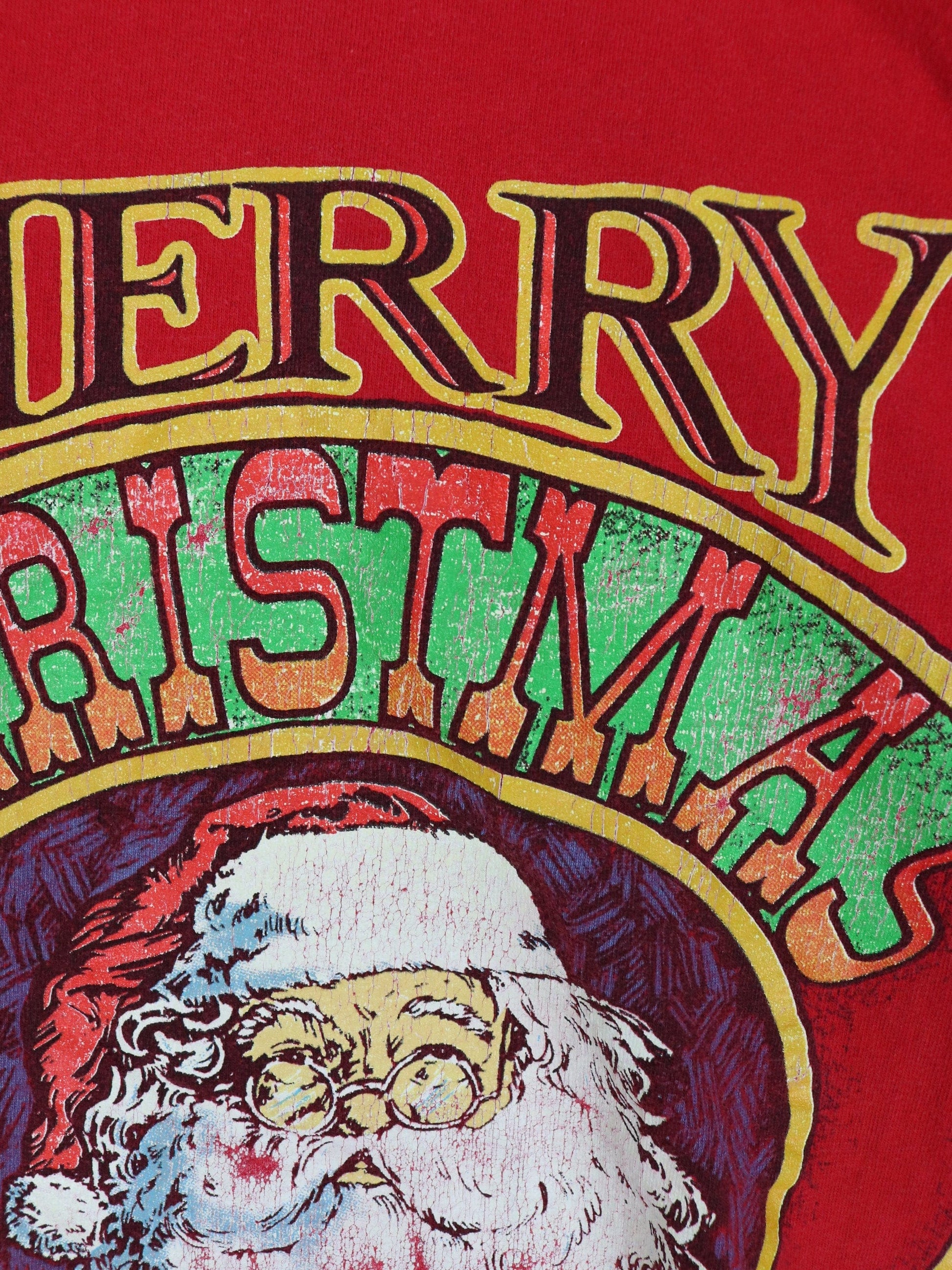 Vintage Christmas T Shirt Mens Large Red Santa 90s