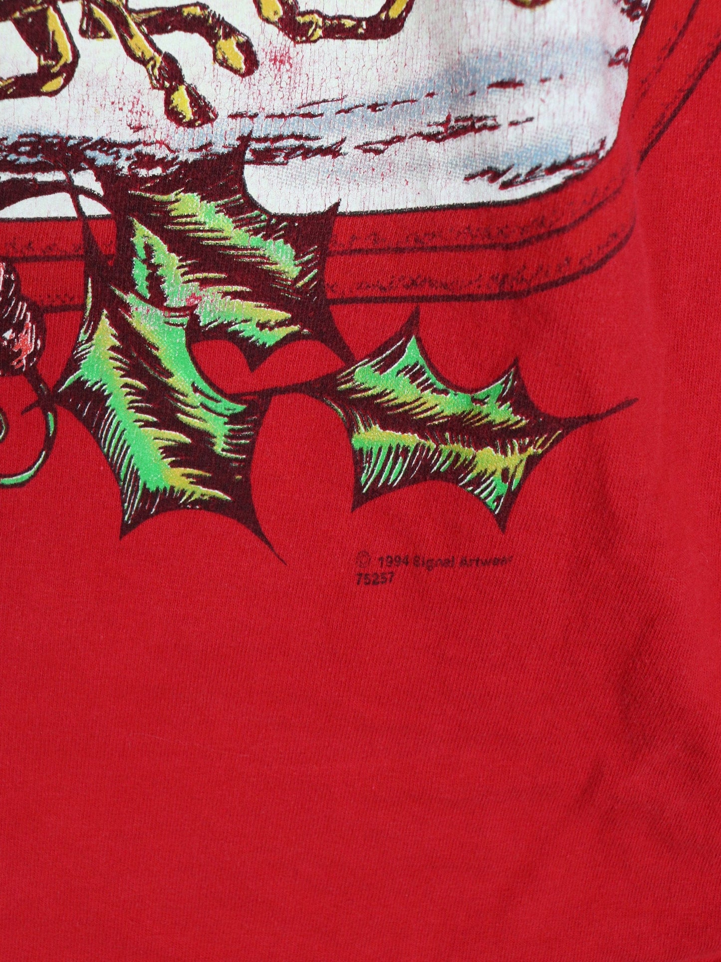 Vintage Christmas T Shirt Mens Large Red Santa 90s