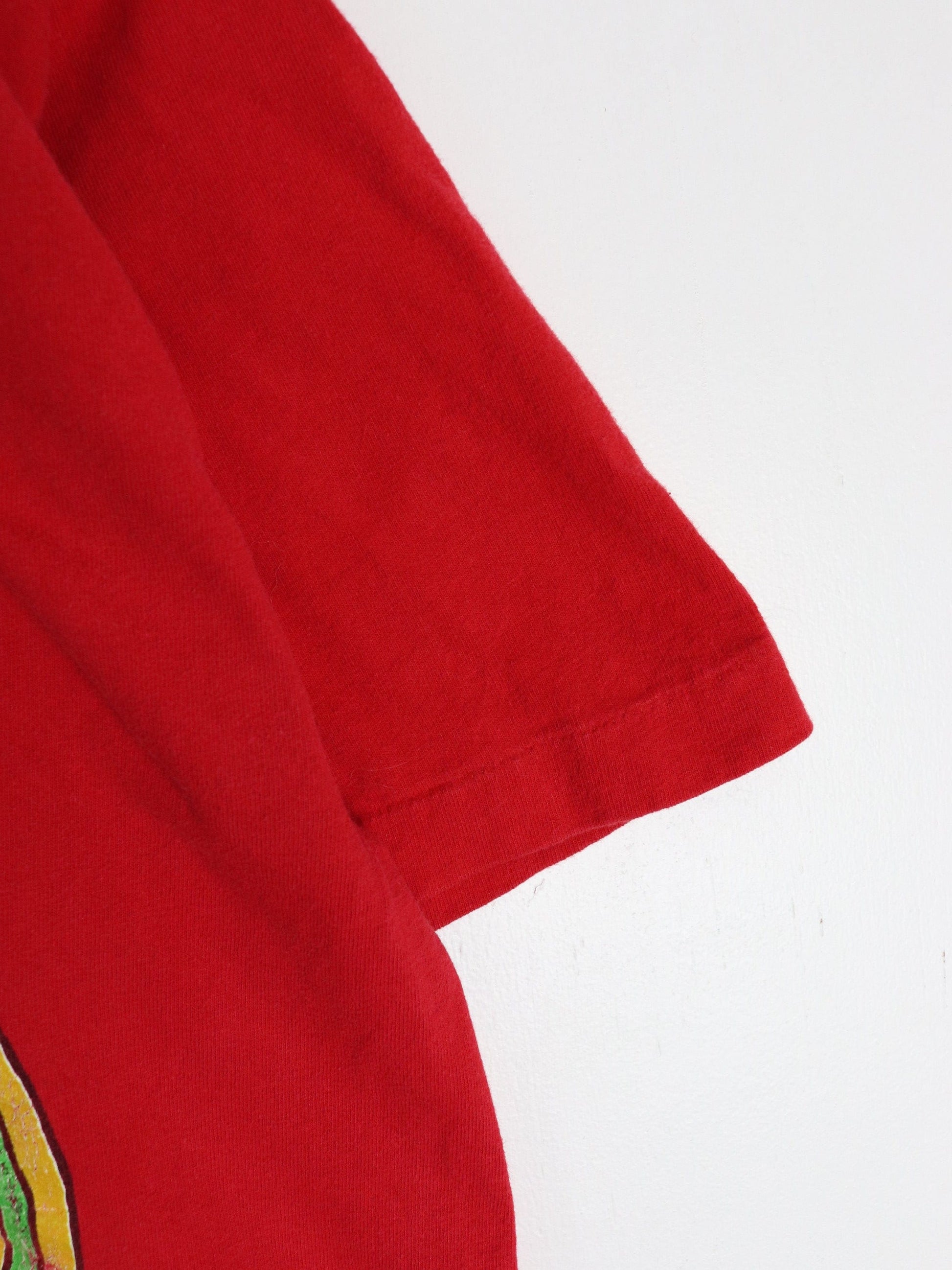 Vintage Christmas T Shirt Mens Large Red Santa 90s