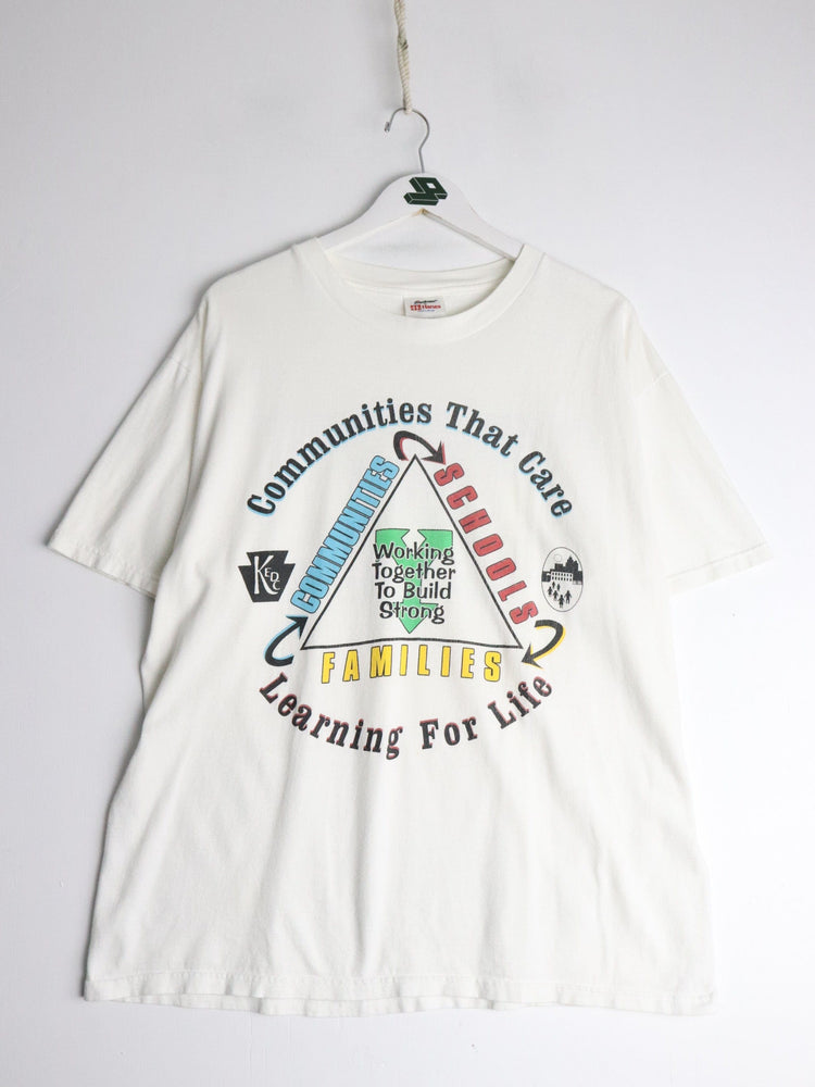 Vintage Communities That Care T Shirt Mens Large White 90s from propervintagecanada