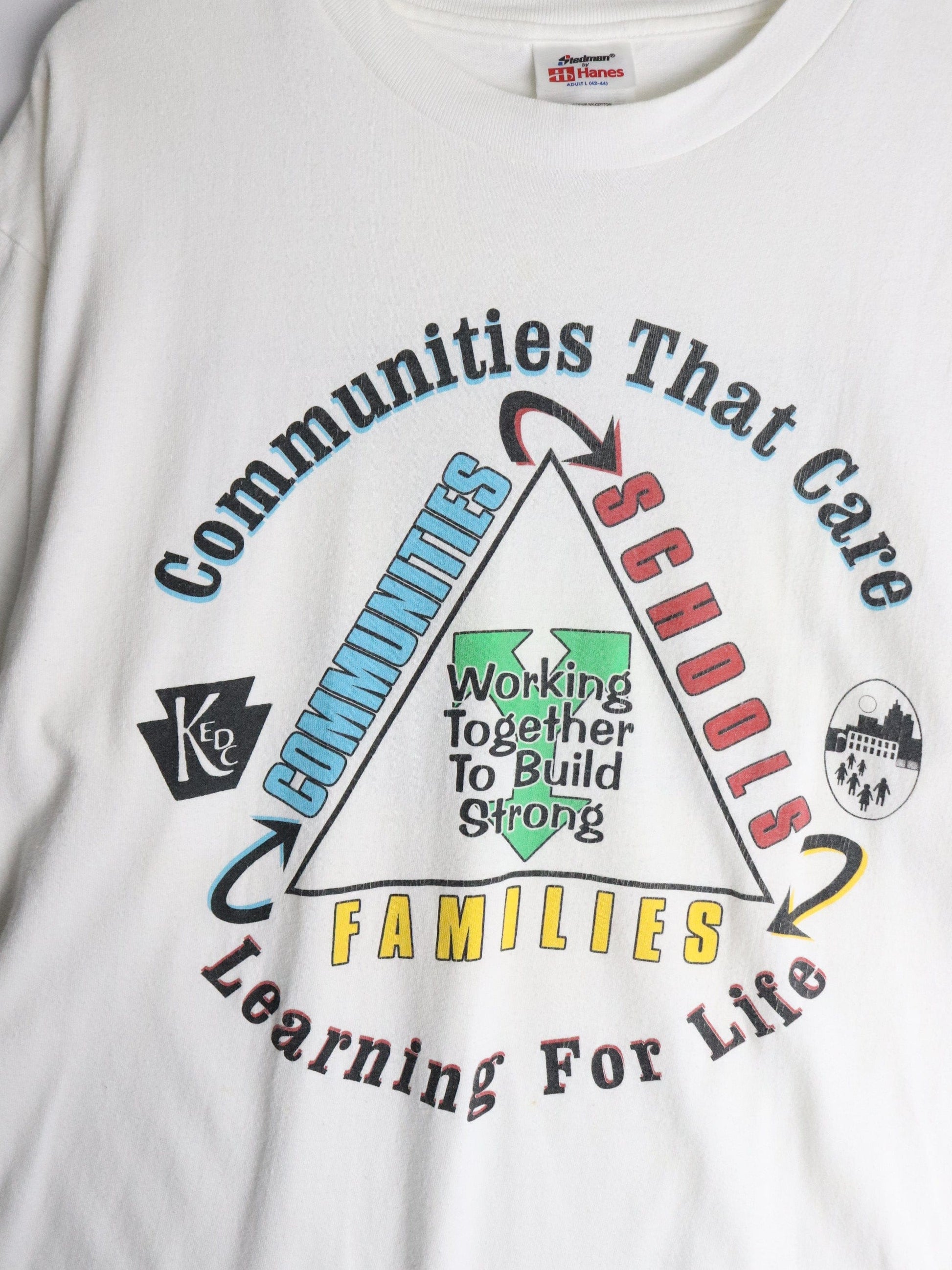 Vintage Communities That Care T Shirt Mens Large White 90s from propervintagecanada