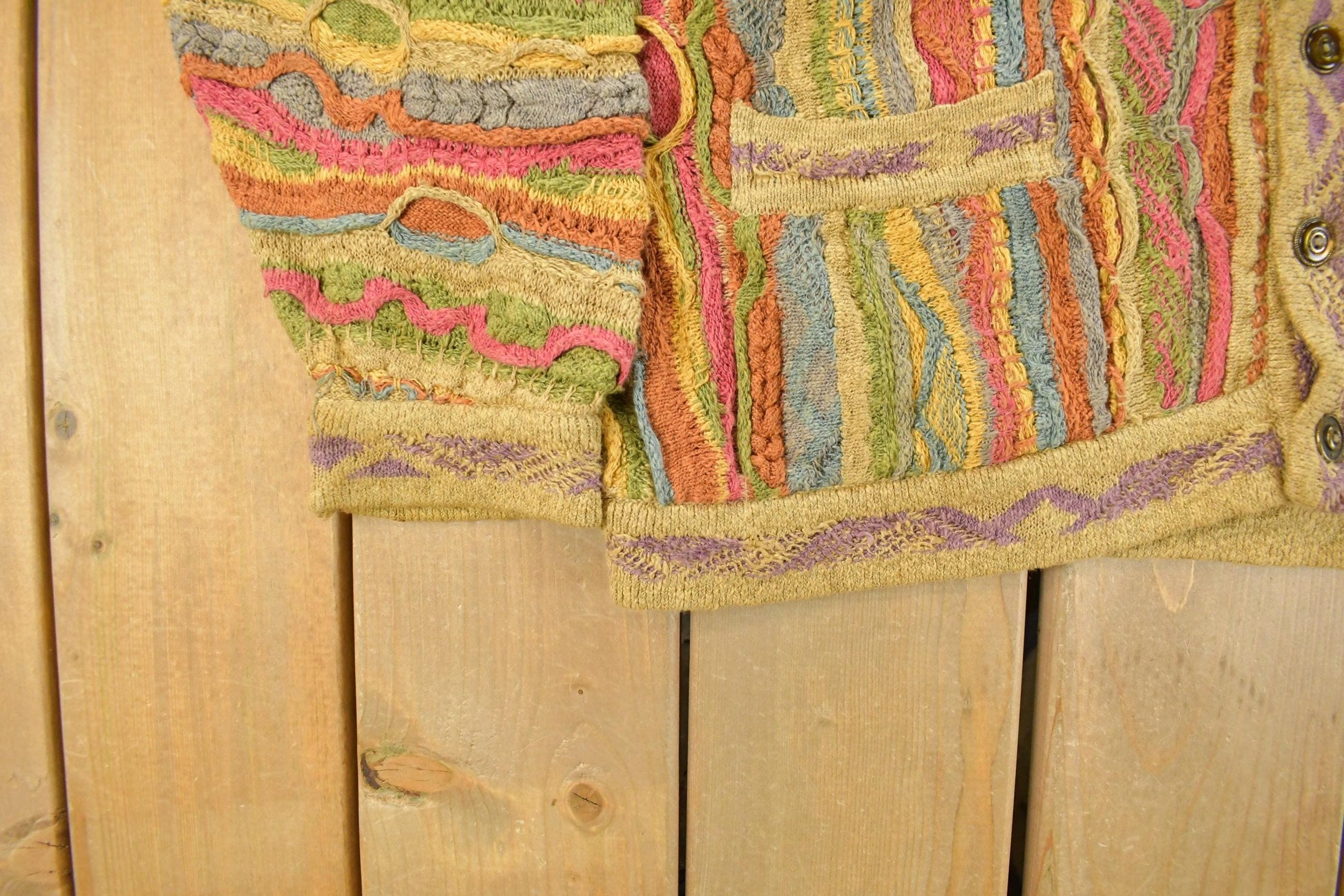 Vintage Coogi Australia 3D Cable Knit Cardigan Sweater Men's XL from propervintagecanada