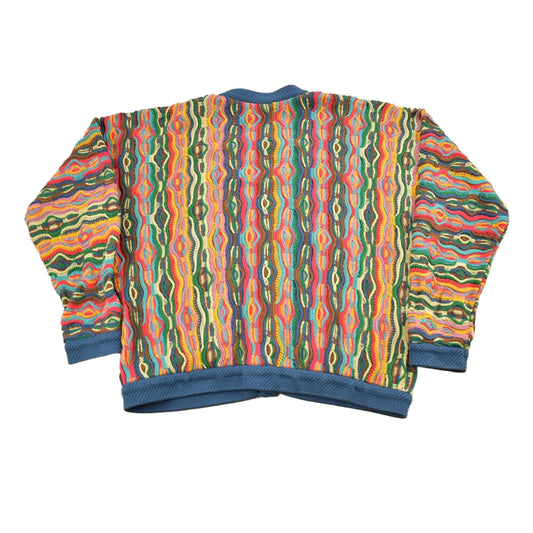 Vintage Coogi Australia 3D Colorful Cable Knit Cardigan Sweater Men's M from propervintagecanada