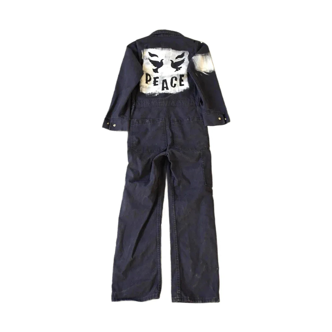 Vintage Custom Handmade Dove Peace Coveralls Jumpsuit Size 28R from propervintagecanada