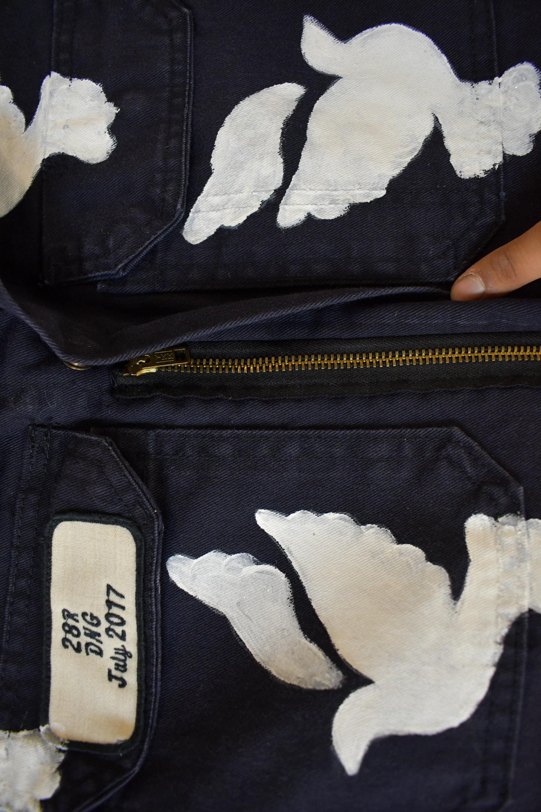 Vintage Custom Handmade Dove Peace Coveralls Jumpsuit Size 28R from propervintagecanada