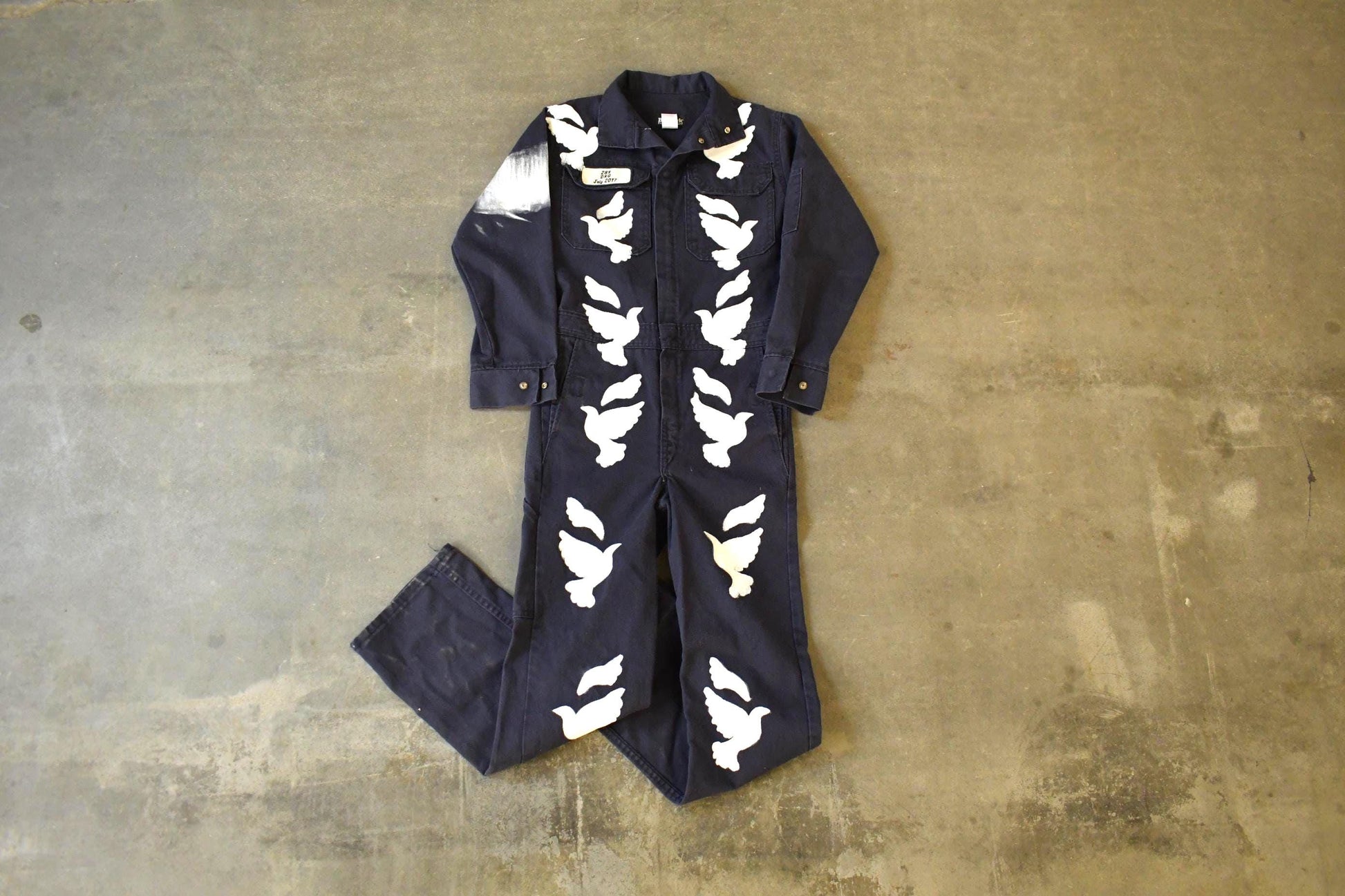 Vintage Custom Handmade Dove Peace Coveralls Jumpsuit Size 28R from propervintagecanada