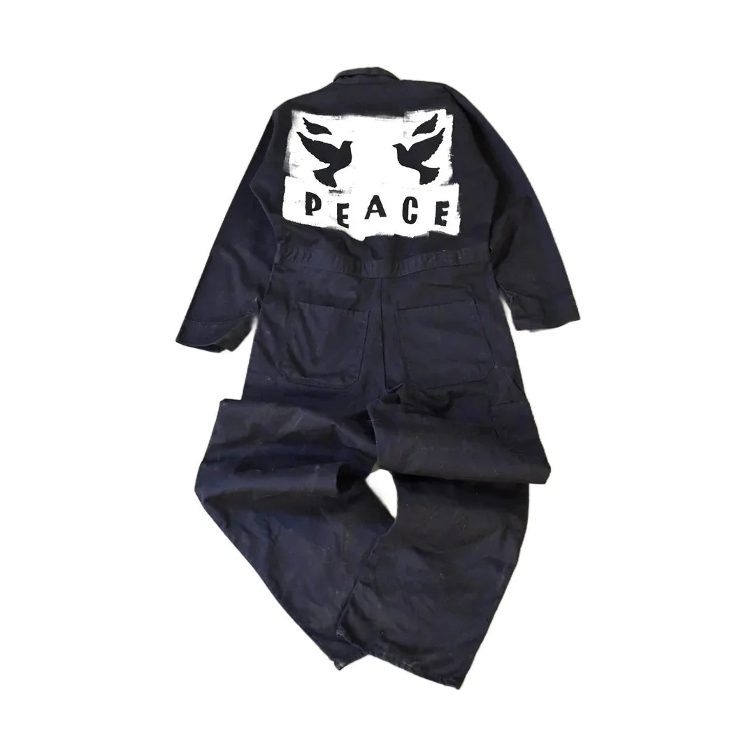 Vintage Custom Handmade Dove Peace Coveralls Jumpsuit Size 40T from propervintagecanada