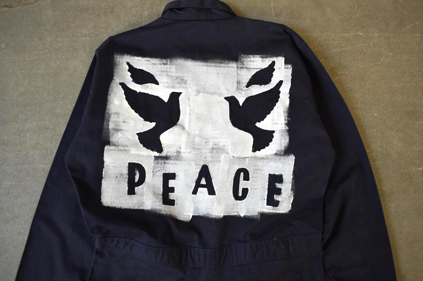 Vintage Custom Handmade Dove Peace Coveralls Jumpsuit Size 40T from propervintagecanada