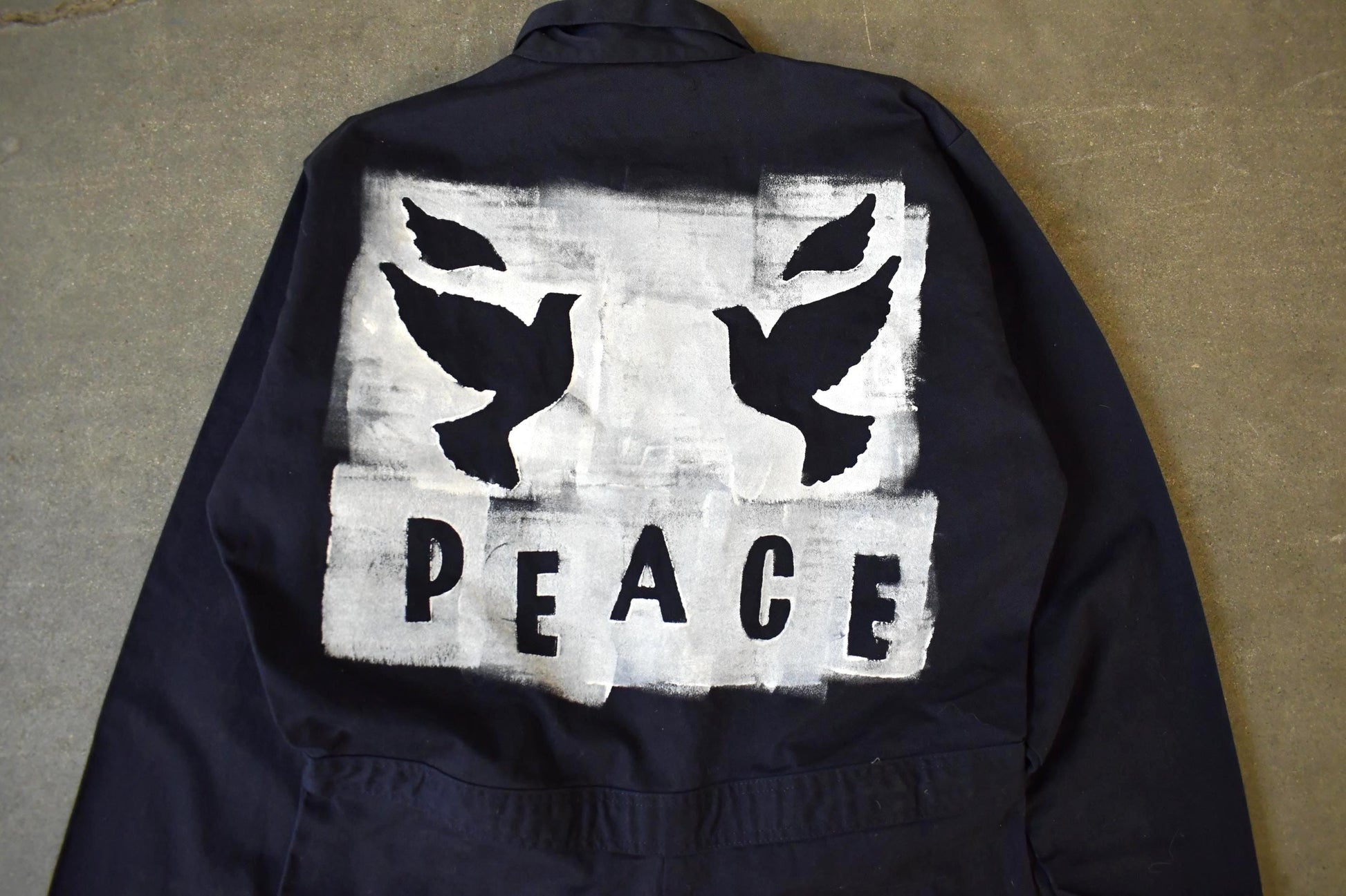Vintage Custom Handmade Dove Peace Coveralls Jumpsuit Size 40T from propervintagecanada