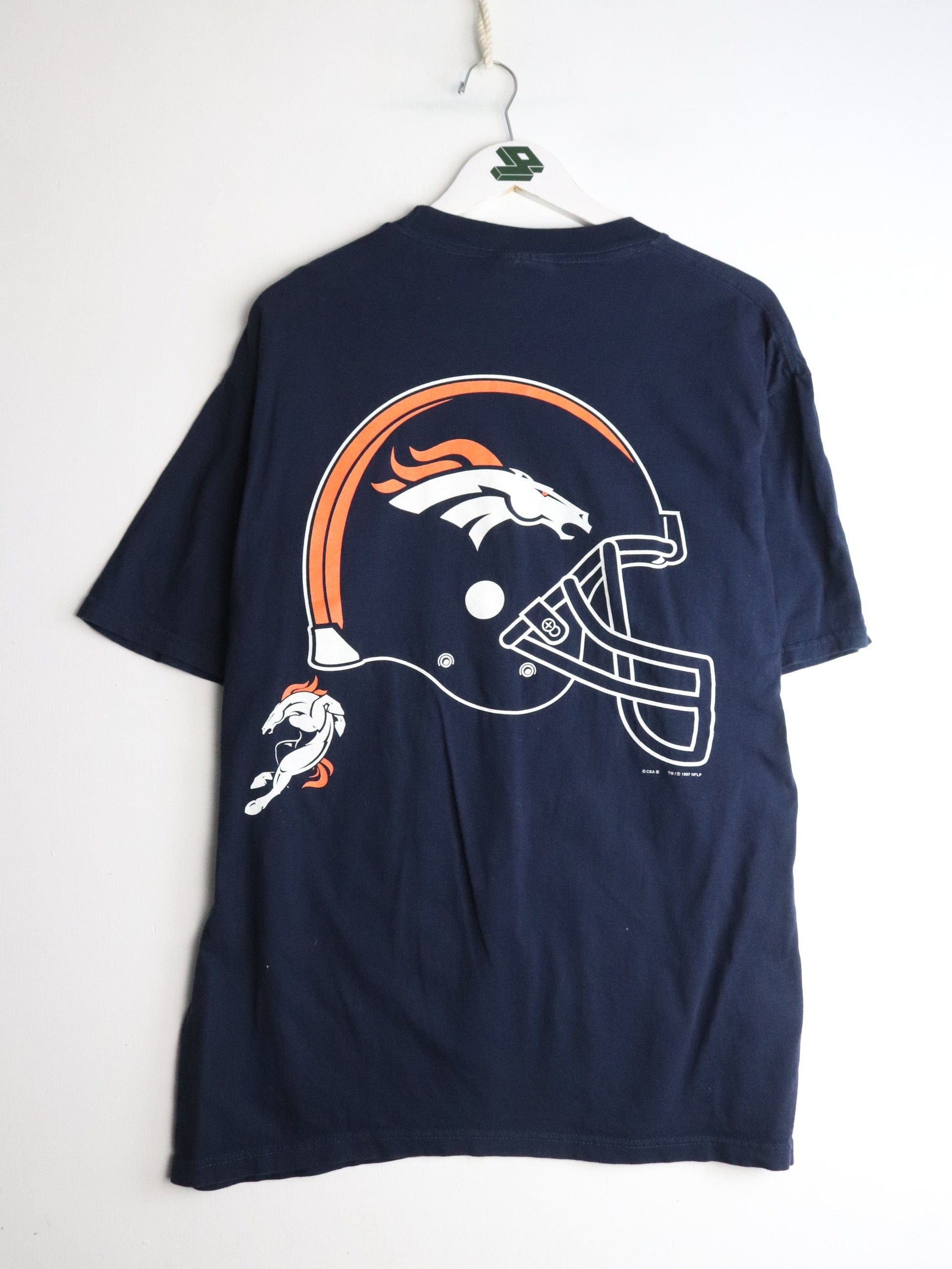 Vintage Denver Broncos T Shirt Mens Large Blue from propervintagecanada