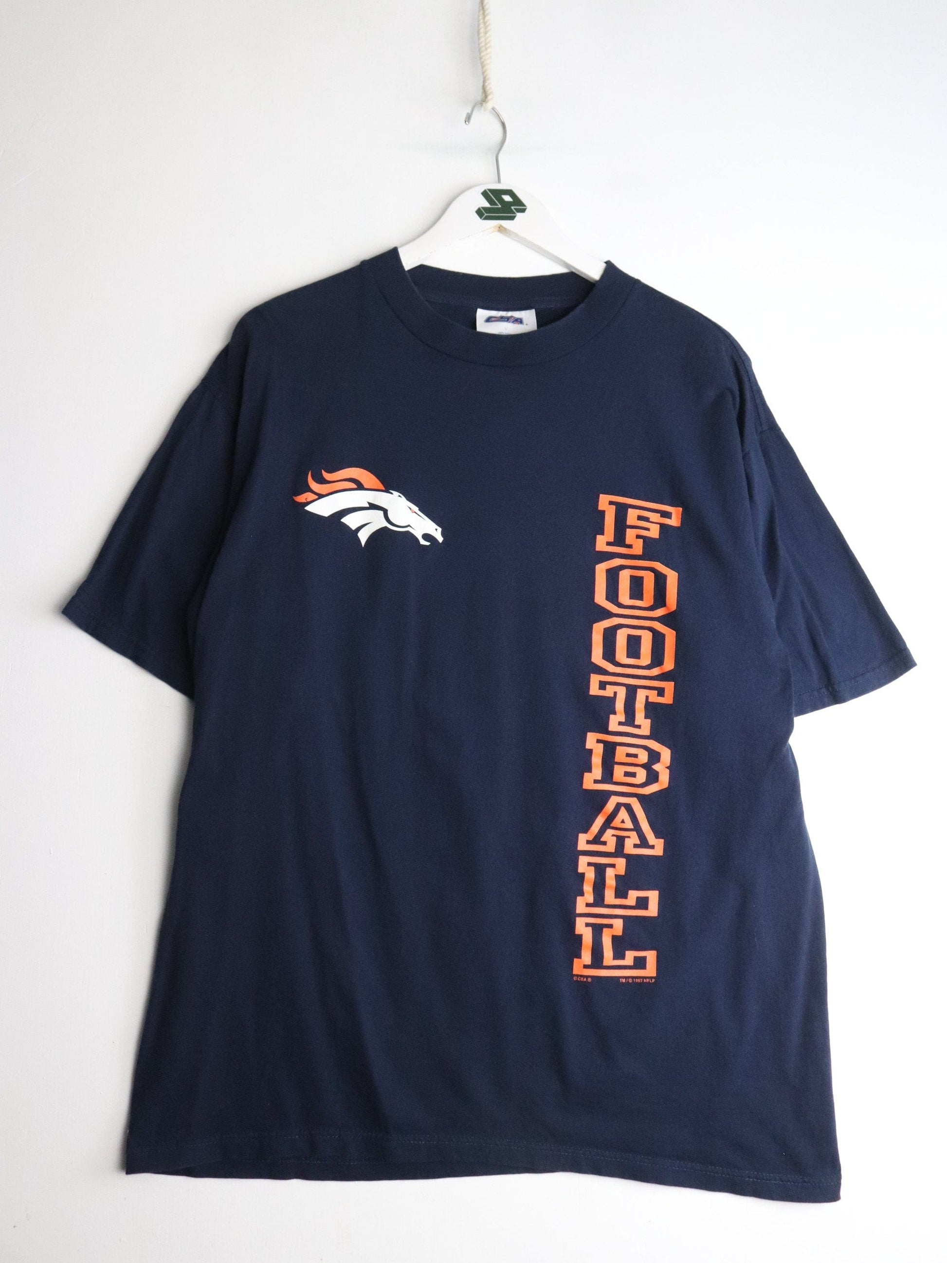 Vintage Denver Broncos T Shirt Mens Large Blue from propervintagecanada