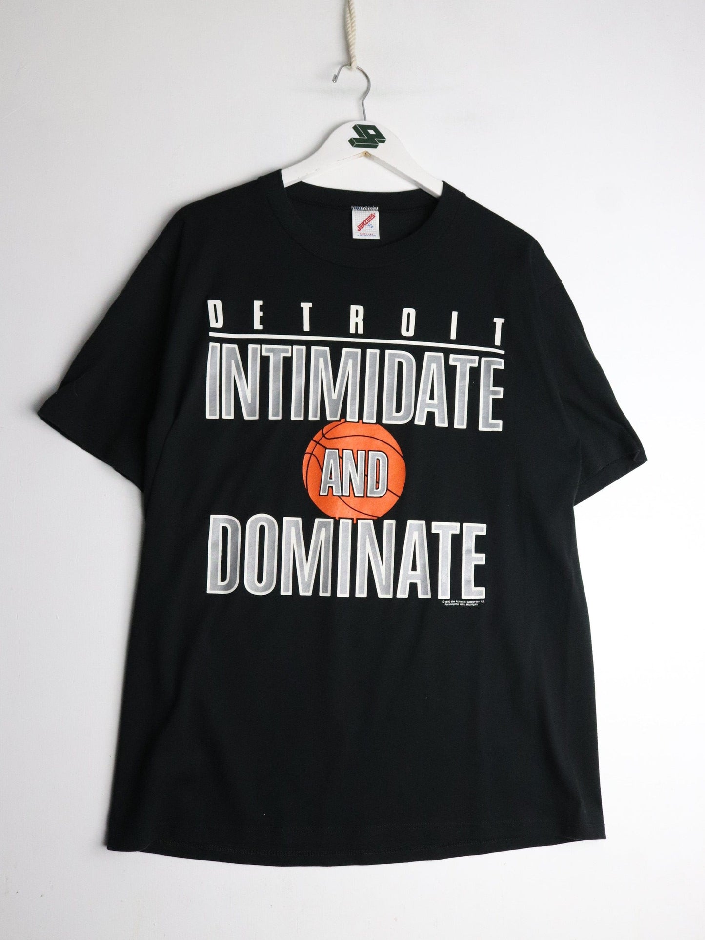 Vintage Detroit Basketball T Shirt Fits Mens Large Black 90s from propervintagecanada