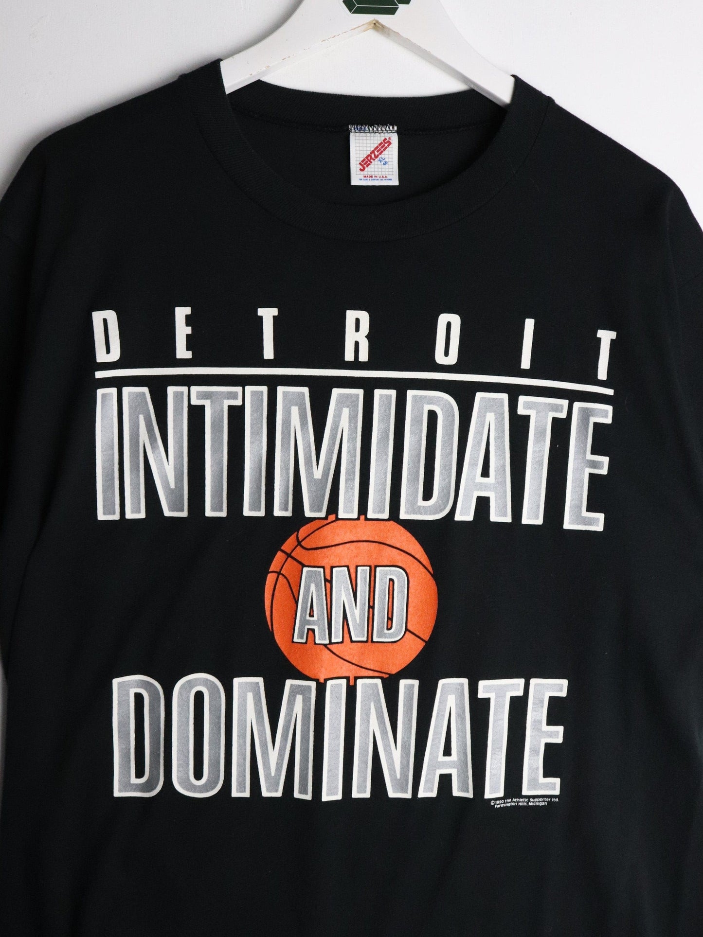 Vintage Detroit Basketball T Shirt Fits Mens Large Black 90s from propervintagecanada