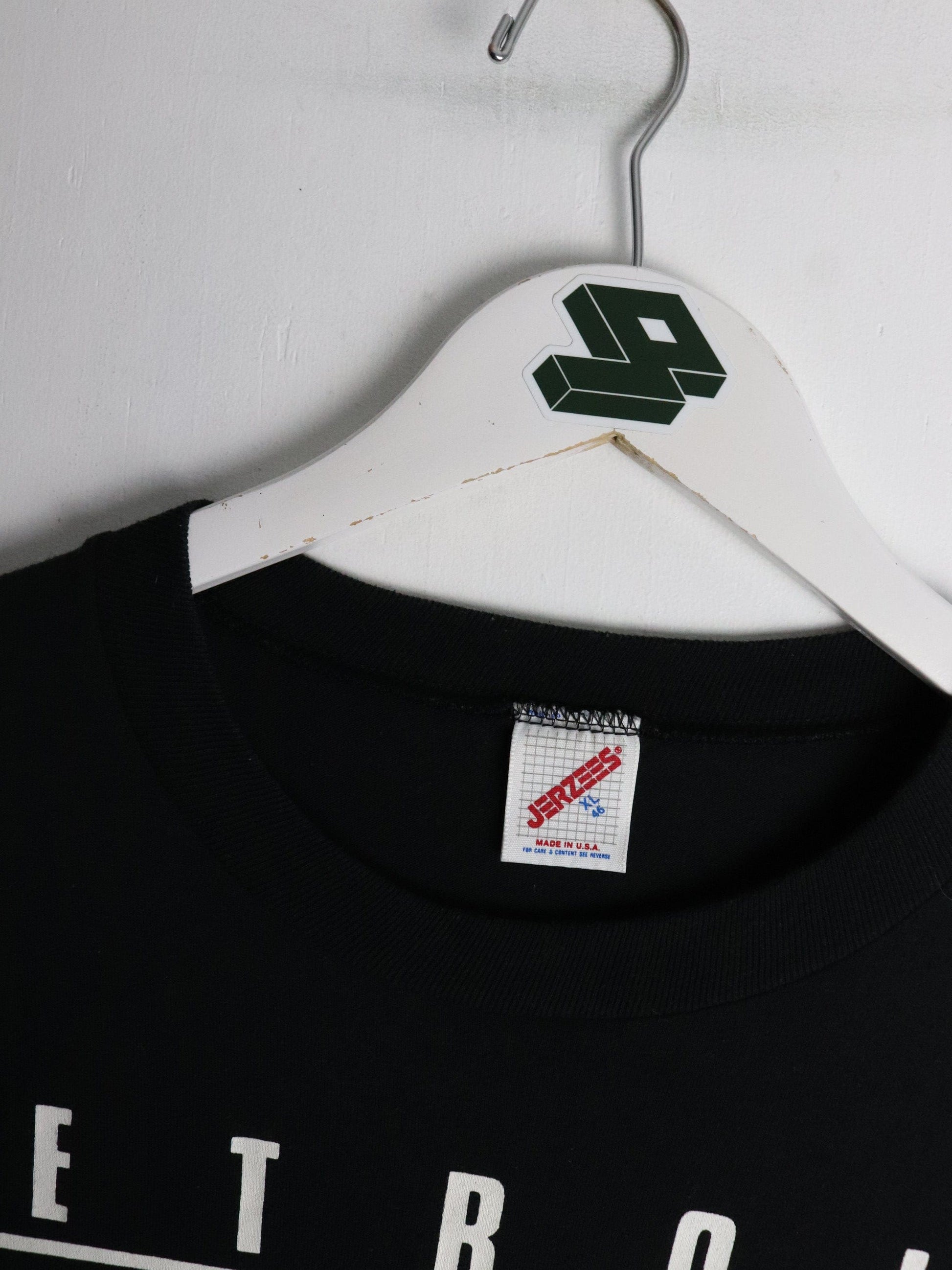 Vintage Detroit Basketball T Shirt Fits Mens Large Black 90s from propervintagecanada