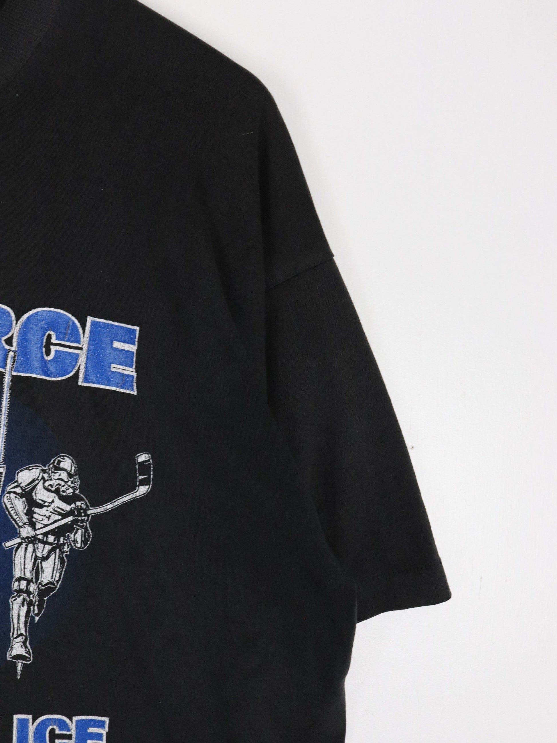 Vintage Detroit Police Hockey T Shirt Mens XL Black Star Wars