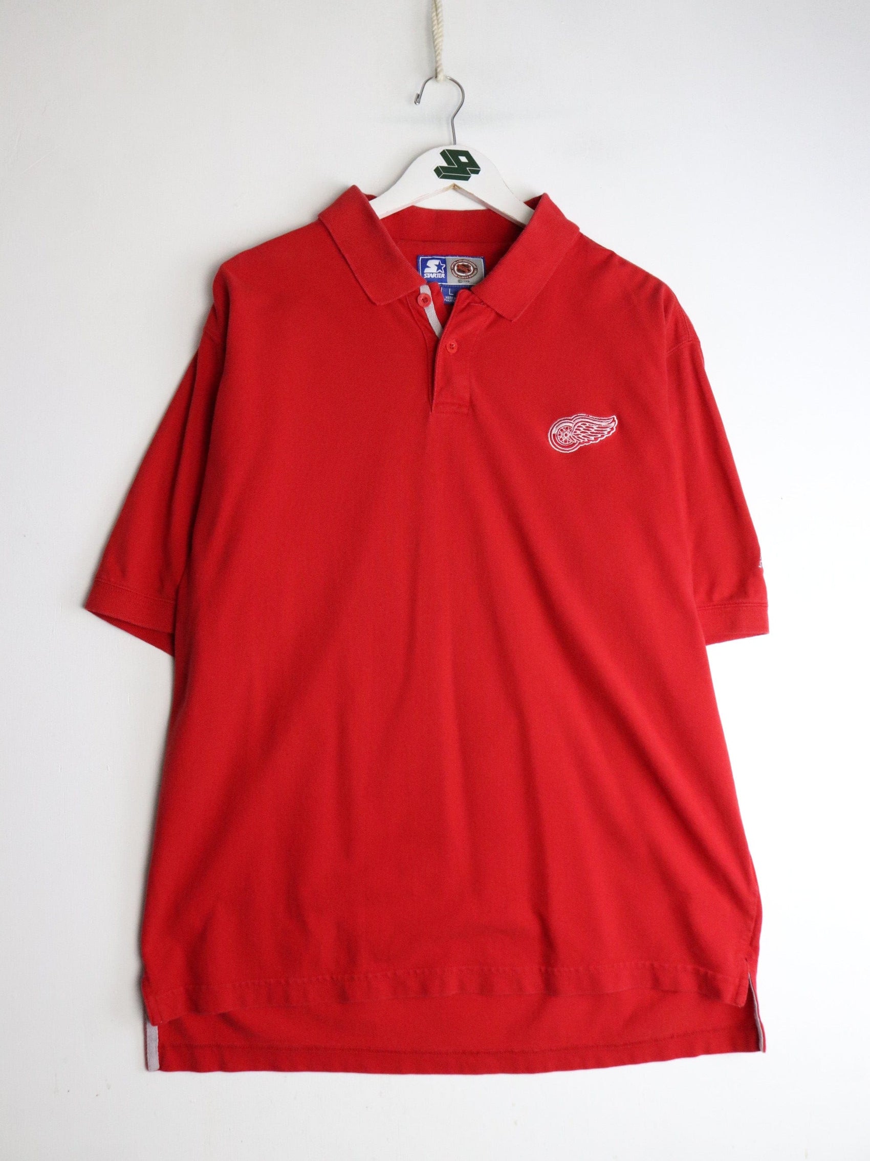 Vintage Detroit Red Wings Polo Shirt Mens Large Red