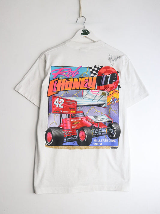 Vintage Dirt Racing T Shirt Mens Medium White Rod Chaney from propervintagecanada