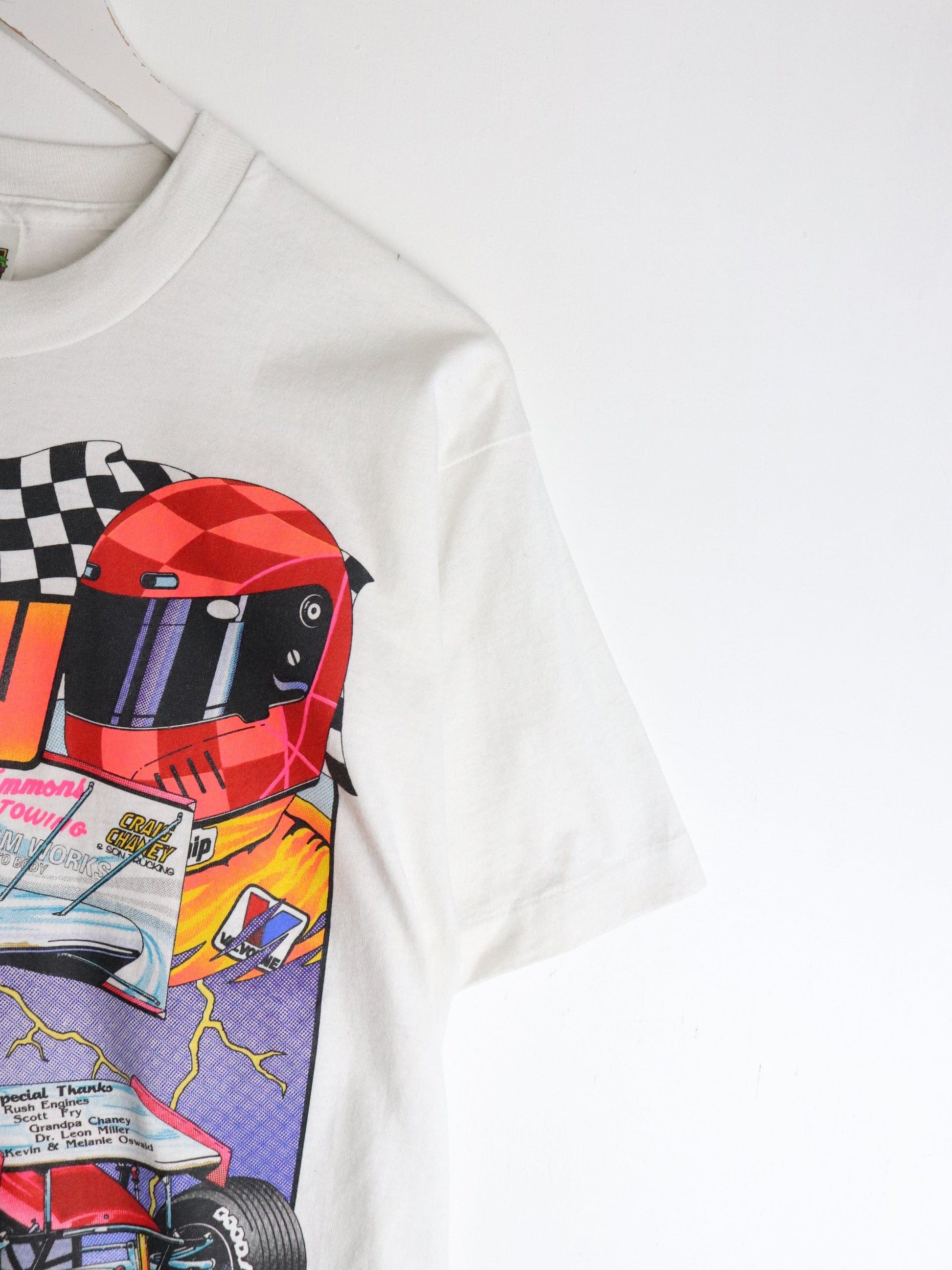 Vintage Dirt Racing T Shirt Mens Medium White Rod Chaney from propervintagecanada