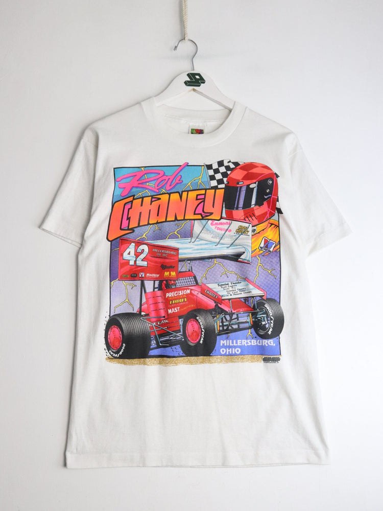 Vintage Dirt Racing T Shirt Mens Medium White Rod Chaney from propervintagecanada