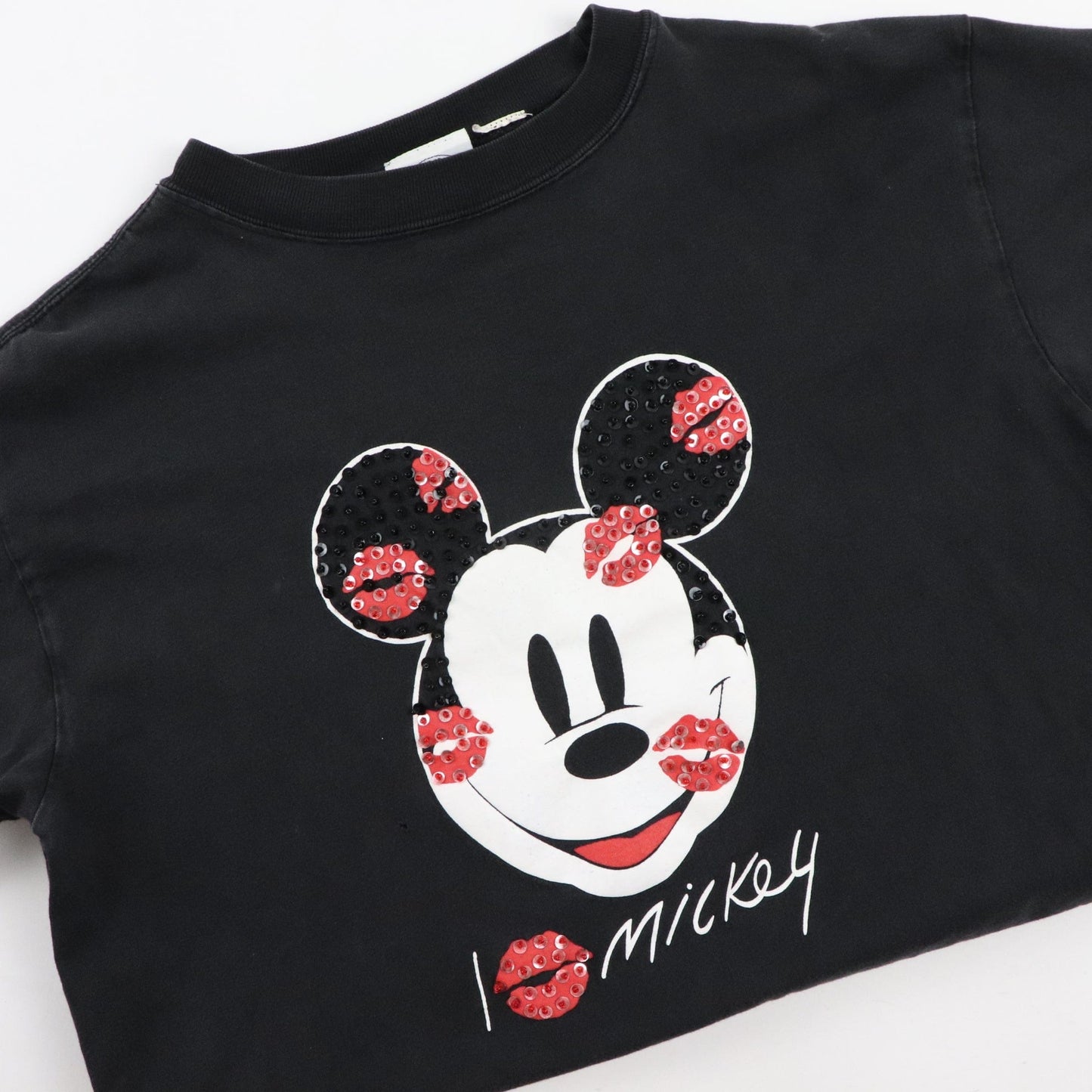 Vintage Disney T Shirt Womens Small Black Rhinestones Mickey Mouse from propervintagecanada