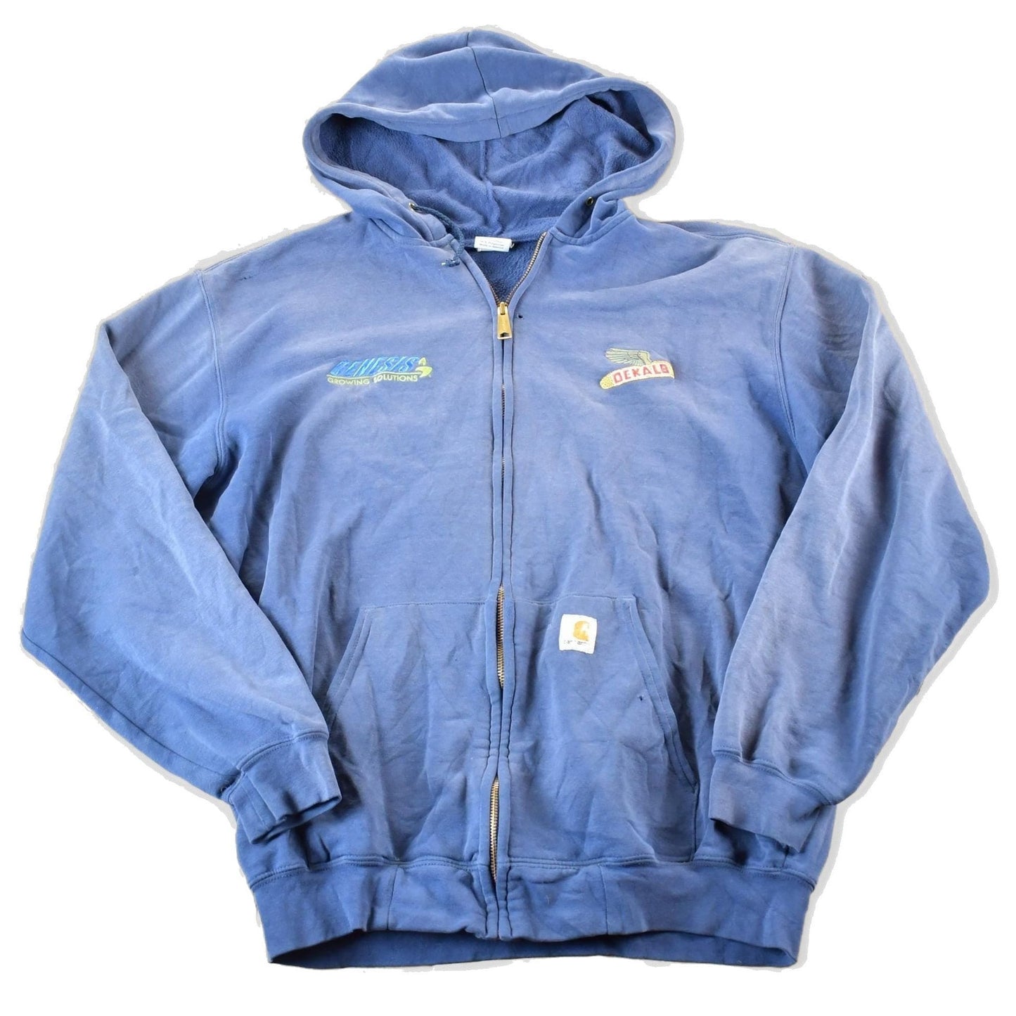 Vintage Distressed Carhartt Full Zip Fleece Lined Hoodie Sweatshirt Men's XL