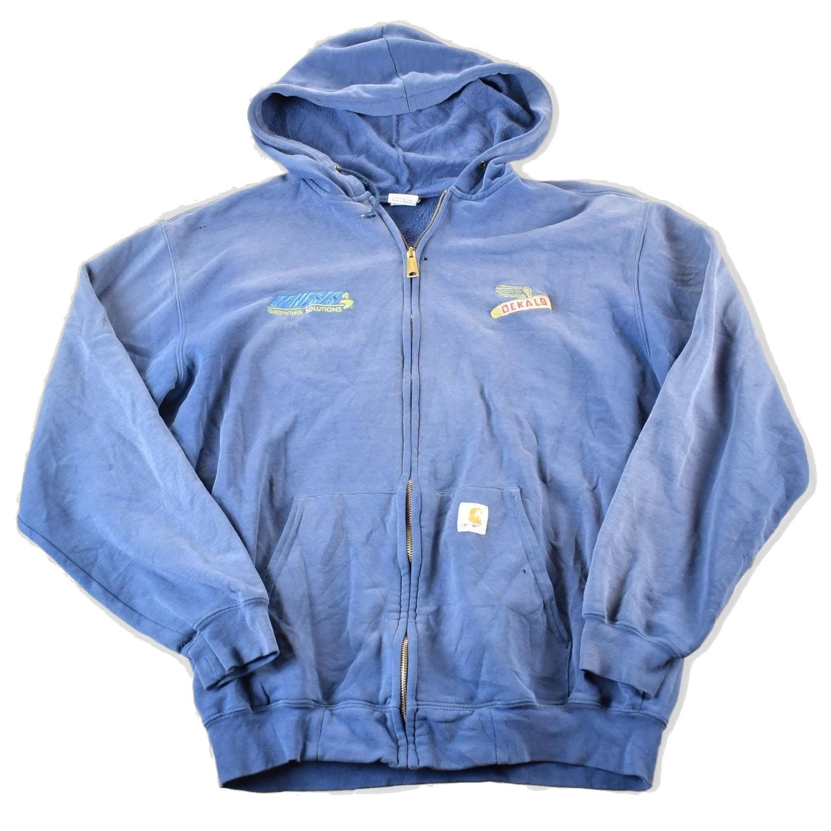 Vintage Distressed Carhartt Full Zip Fleece Lined Hoodie Sweatshirt Men's XL