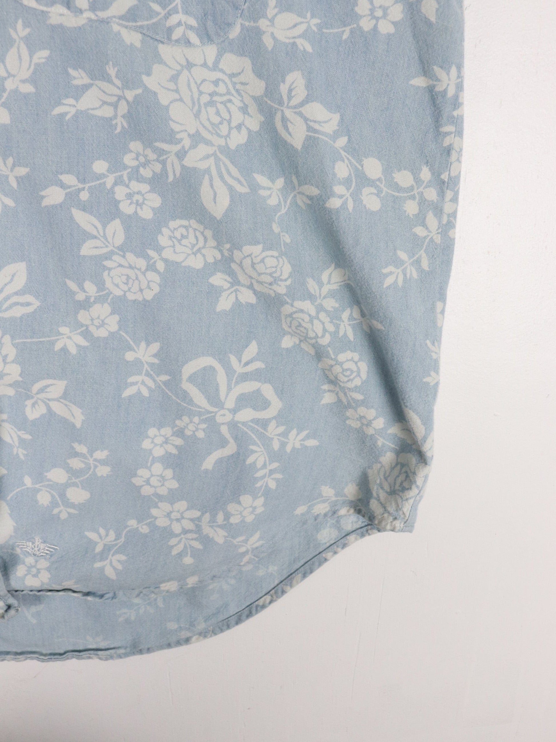 Vintage Dockers Shirt Womens Small Blue Floral Button Up Vest from propervintagecanada